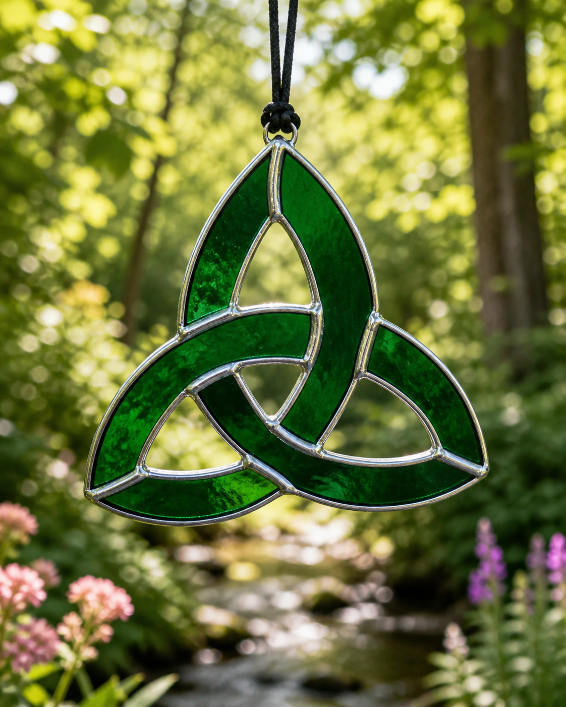 Handmade Celtic Trinity Knot Stained Glass Suncatcher