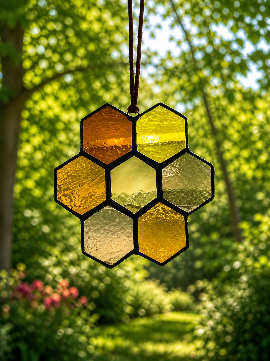 Handmade Stained Glass Honeycomb Suncatcher