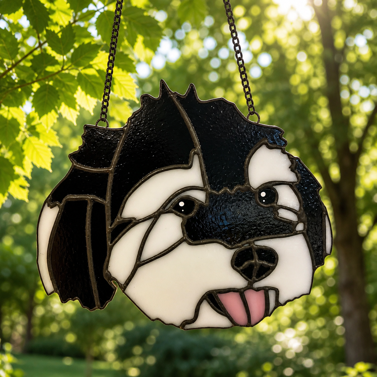 Handmade Custom Stained Glass Pet Portrait - 6-8 Inch Pet Face Suncatcher