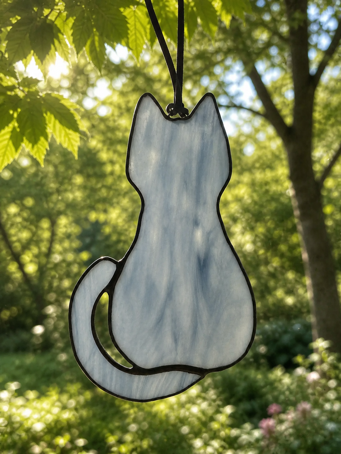 Handmade Stained Glass Cat Silhouette Suncatcher