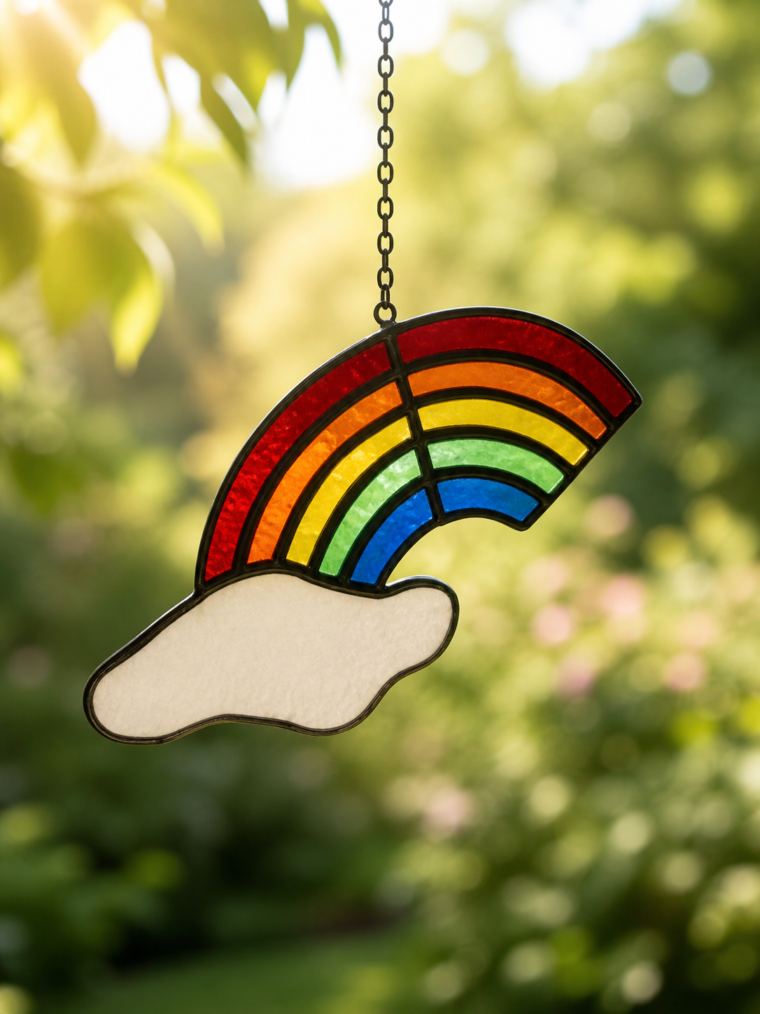 Handmade Stained Glass Rainbow Cloud Suncatcher