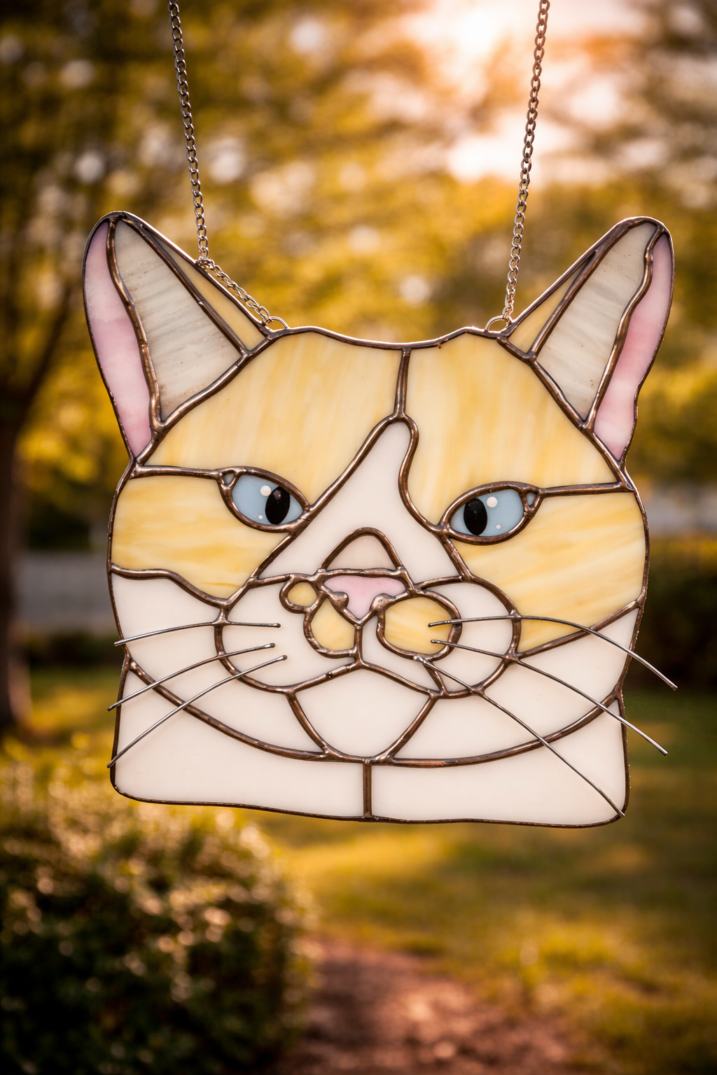 Handmade Custom Stained Glass Pet Portrait - Pet Face Suncatcher