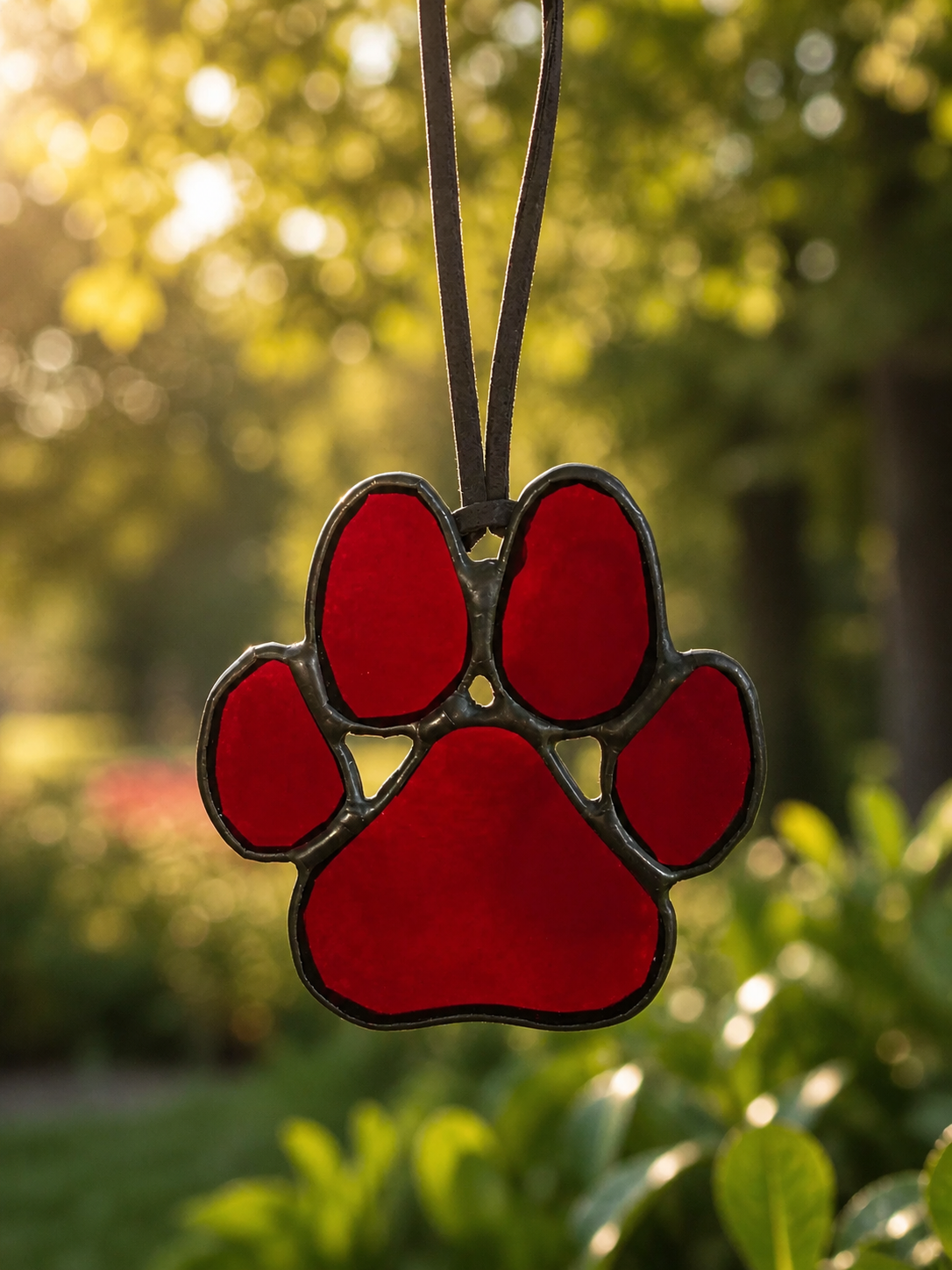 Handmade Stained Glass Pet Paw Suncatcher