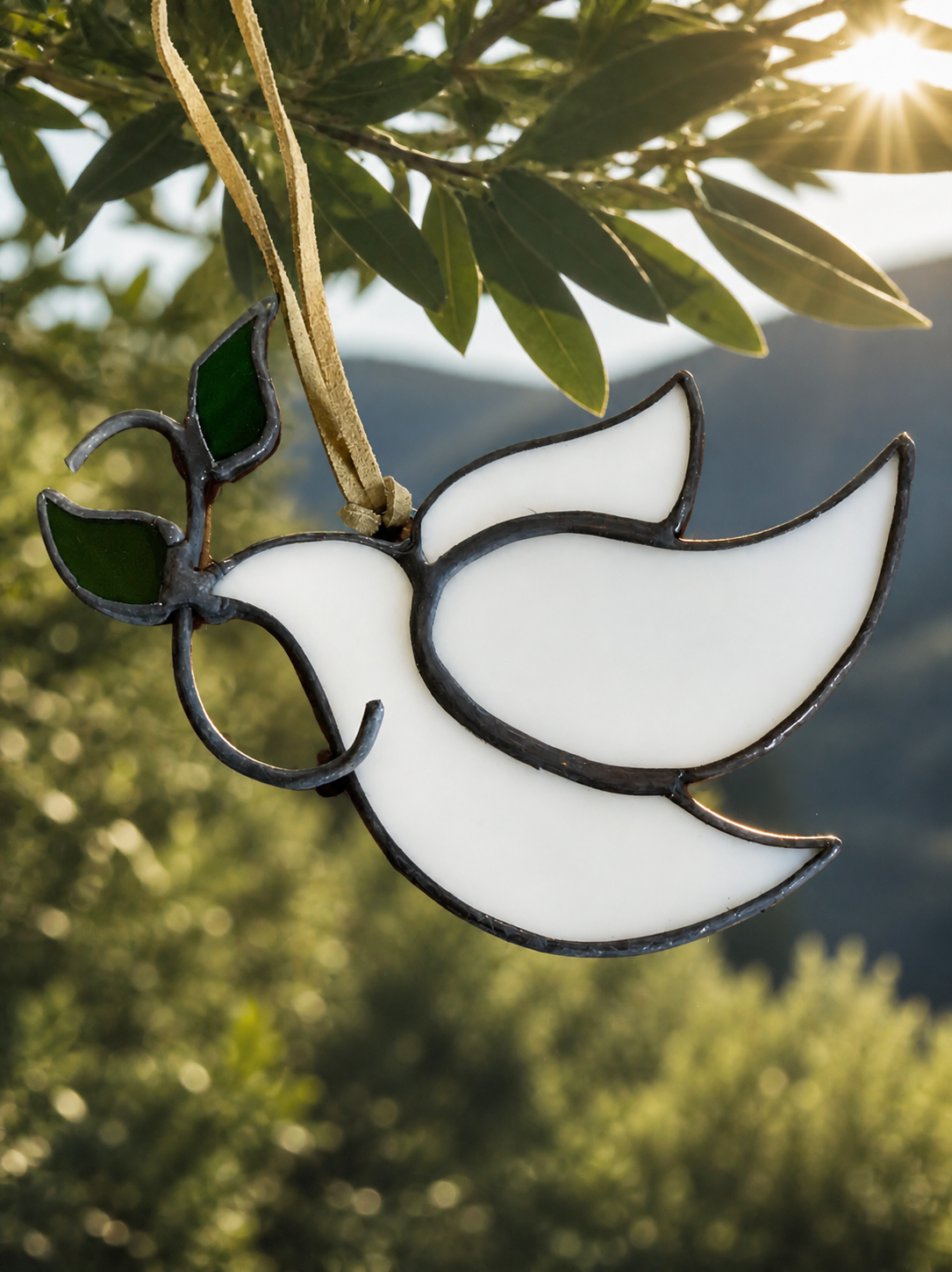 Handmade Stained Glass Dove Ornament & Suncatcher