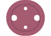 Close-up of a purple game controller button with four white circular control points.