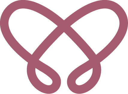 A simple, stylized heart shape formed by pink looping lines.