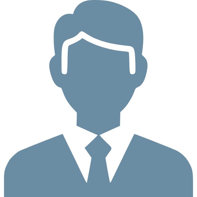 Silhouette of a man with brown hair wearing a suit and tie.