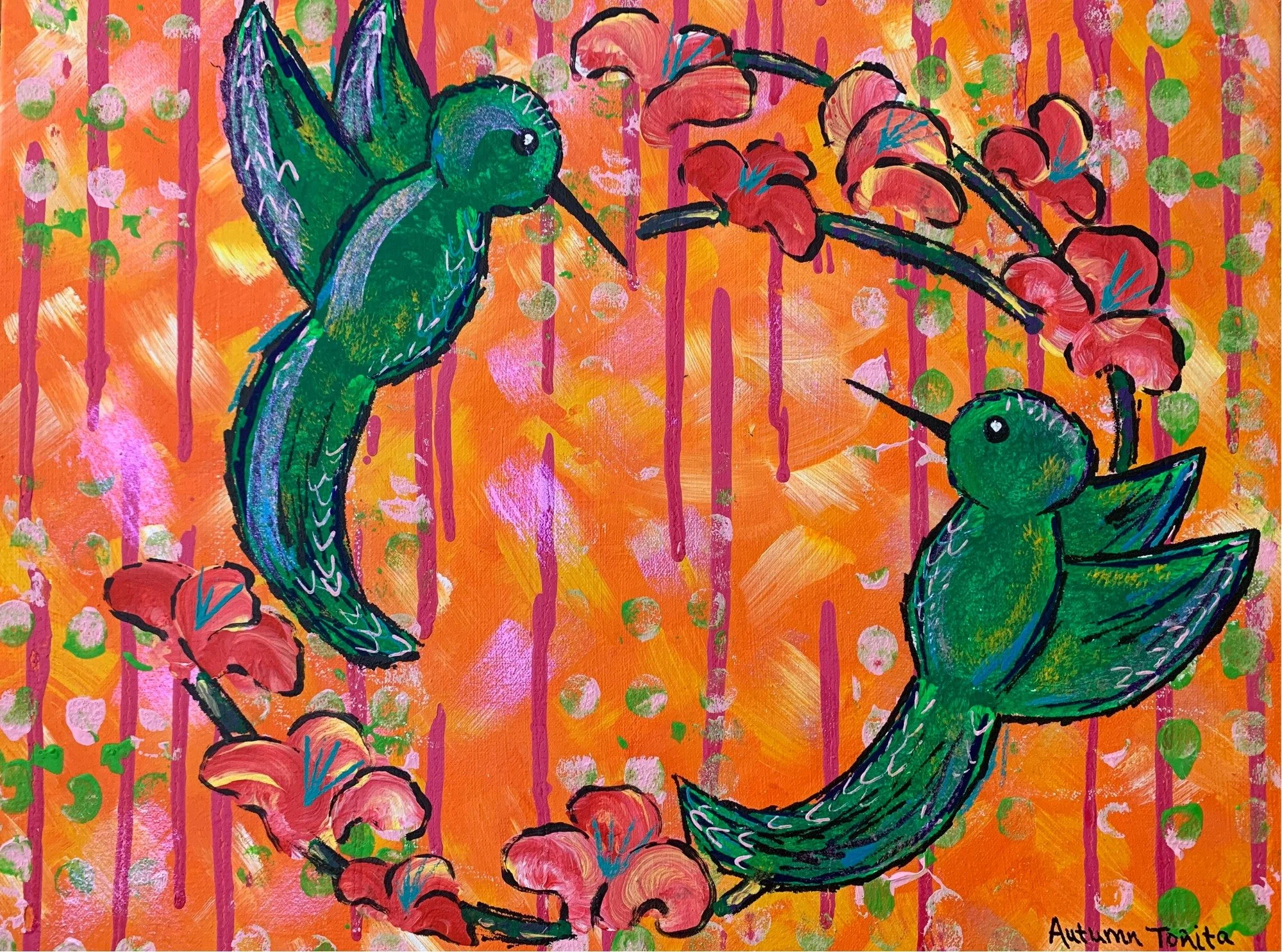 "The Two Hummingbirds" painting was commissioned as a housewarming gift between best friends. One woman wanted to give her friend something that felt alive, joyful, and a little curious.

It inspired the very first "Message in a Bottle