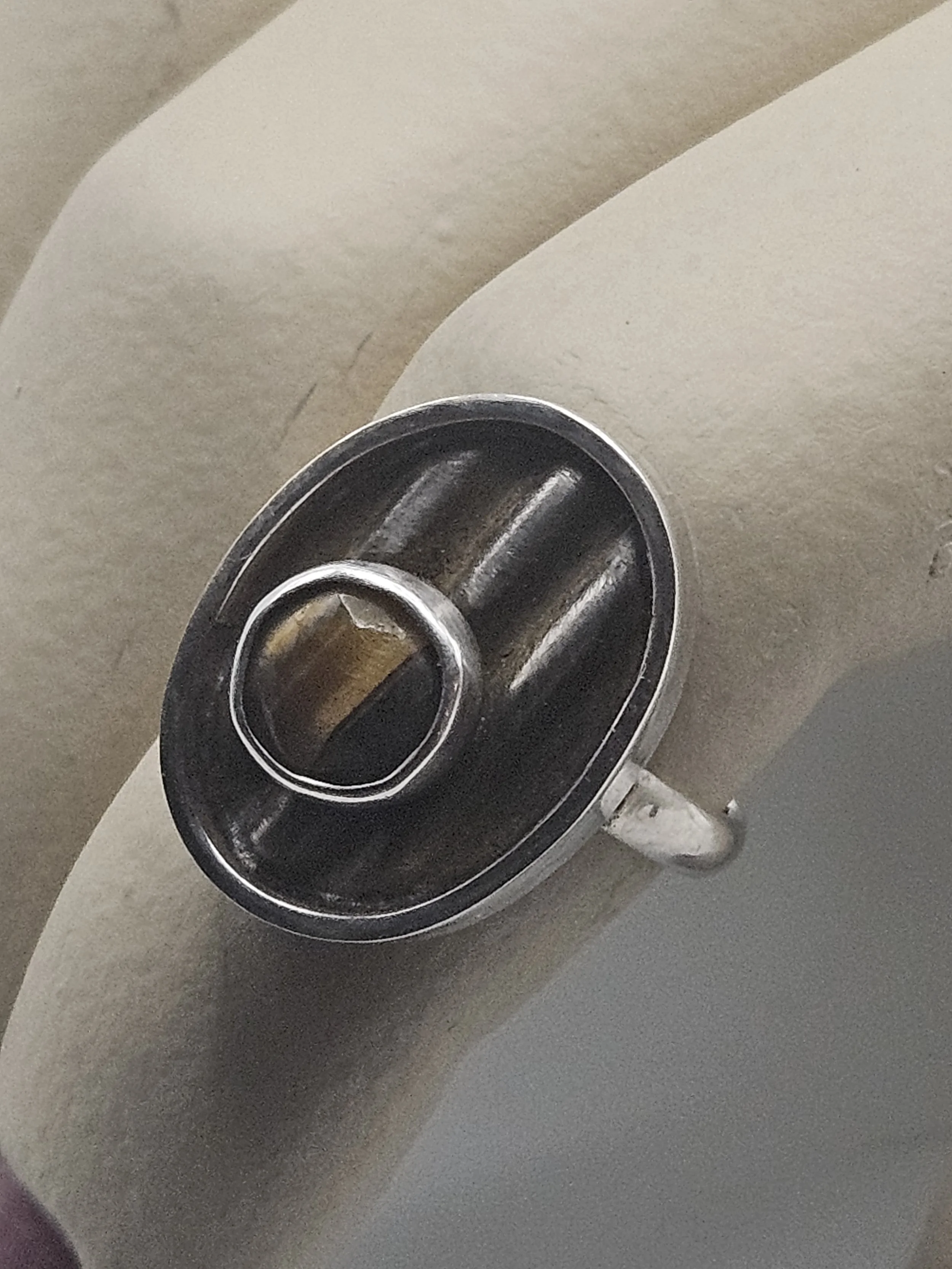 Tiger and Folded Silver Ring