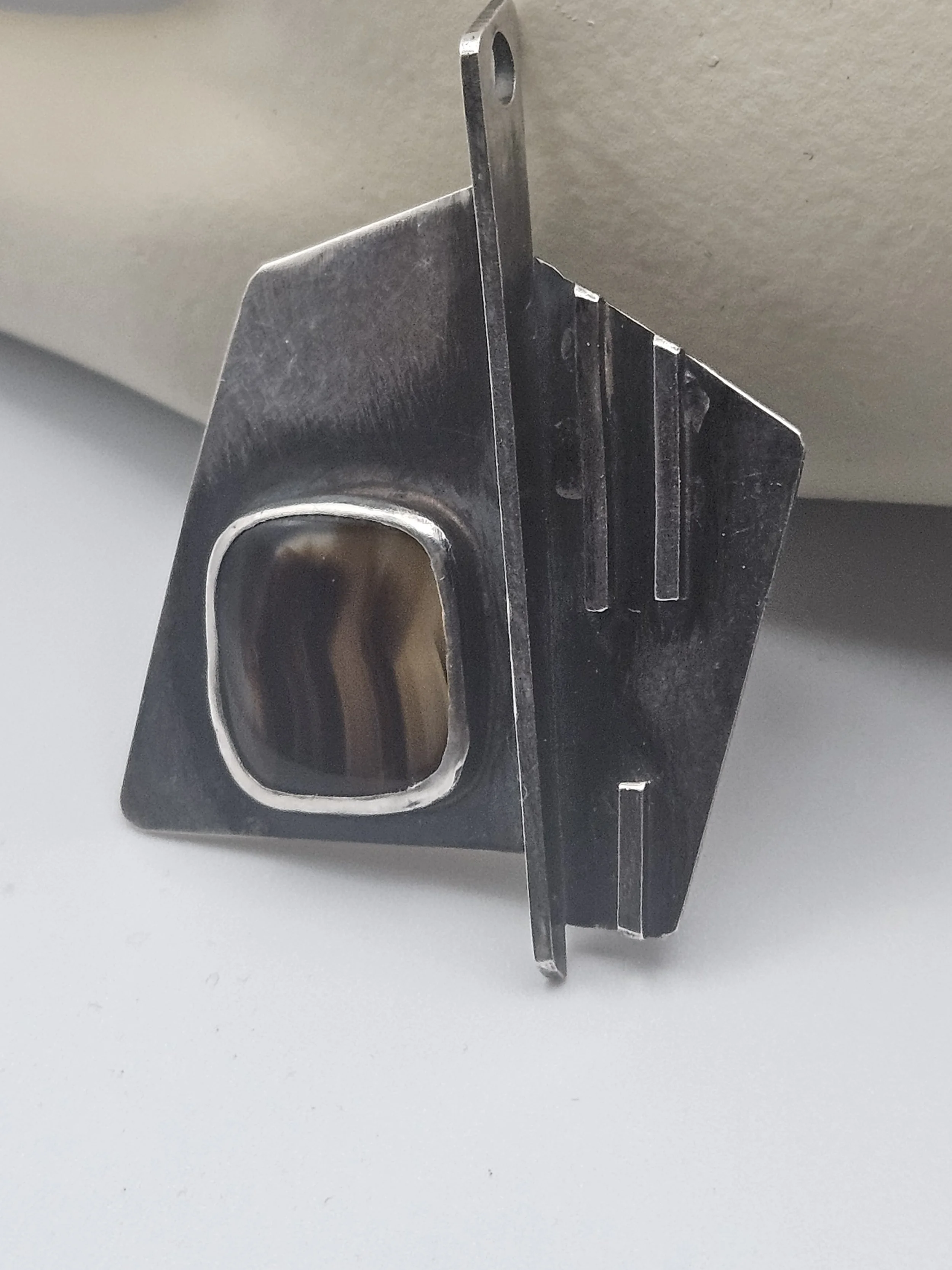 Geometric Pendant with Agate