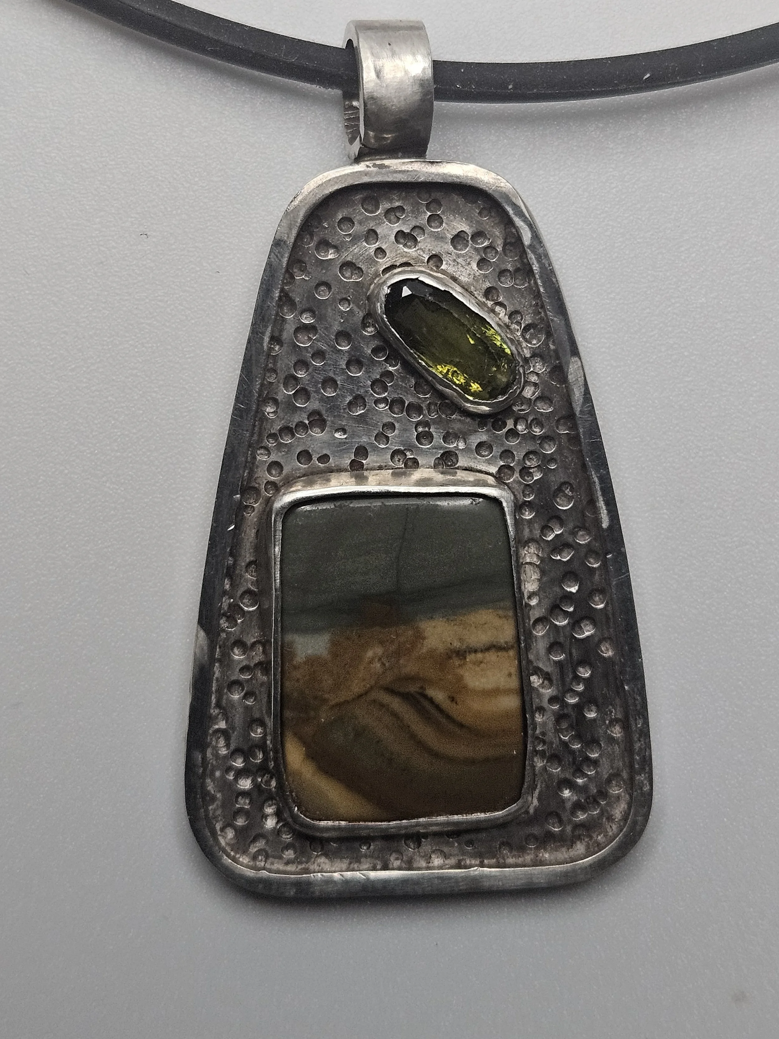 Textured Pendant with Picture Jasper