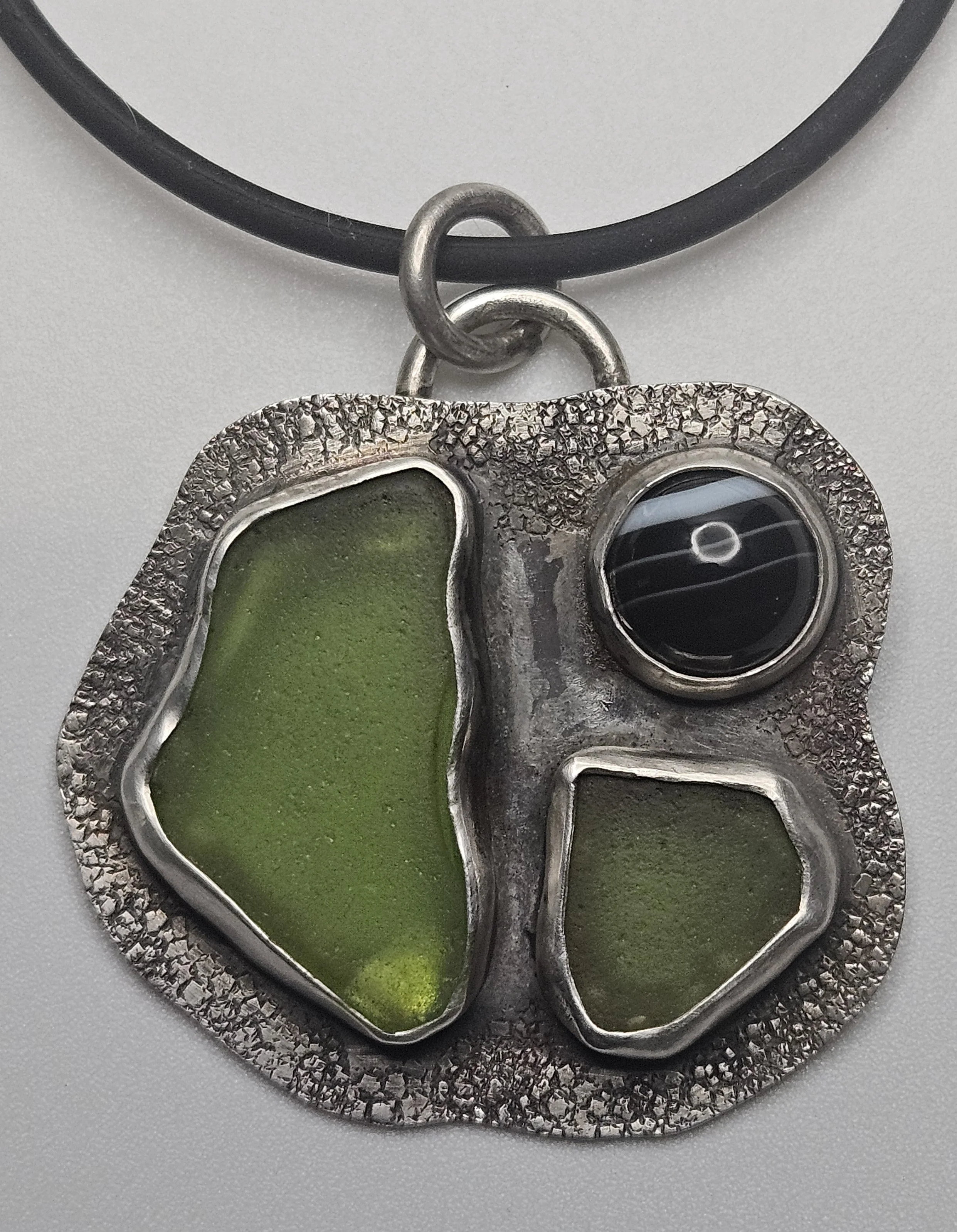 Sea Glass and Agate Pendant