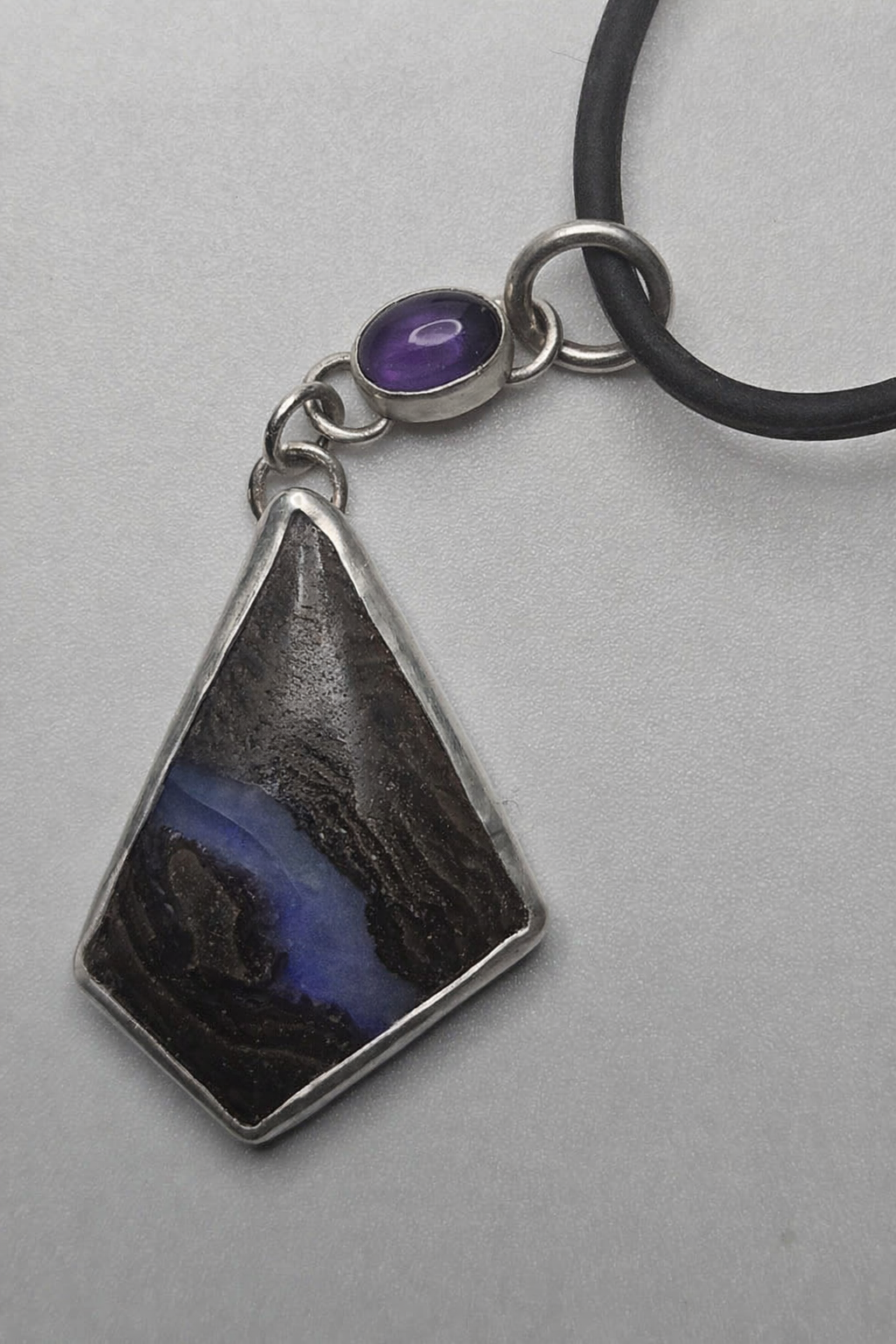 Boulder Opal and Amythest Pendant