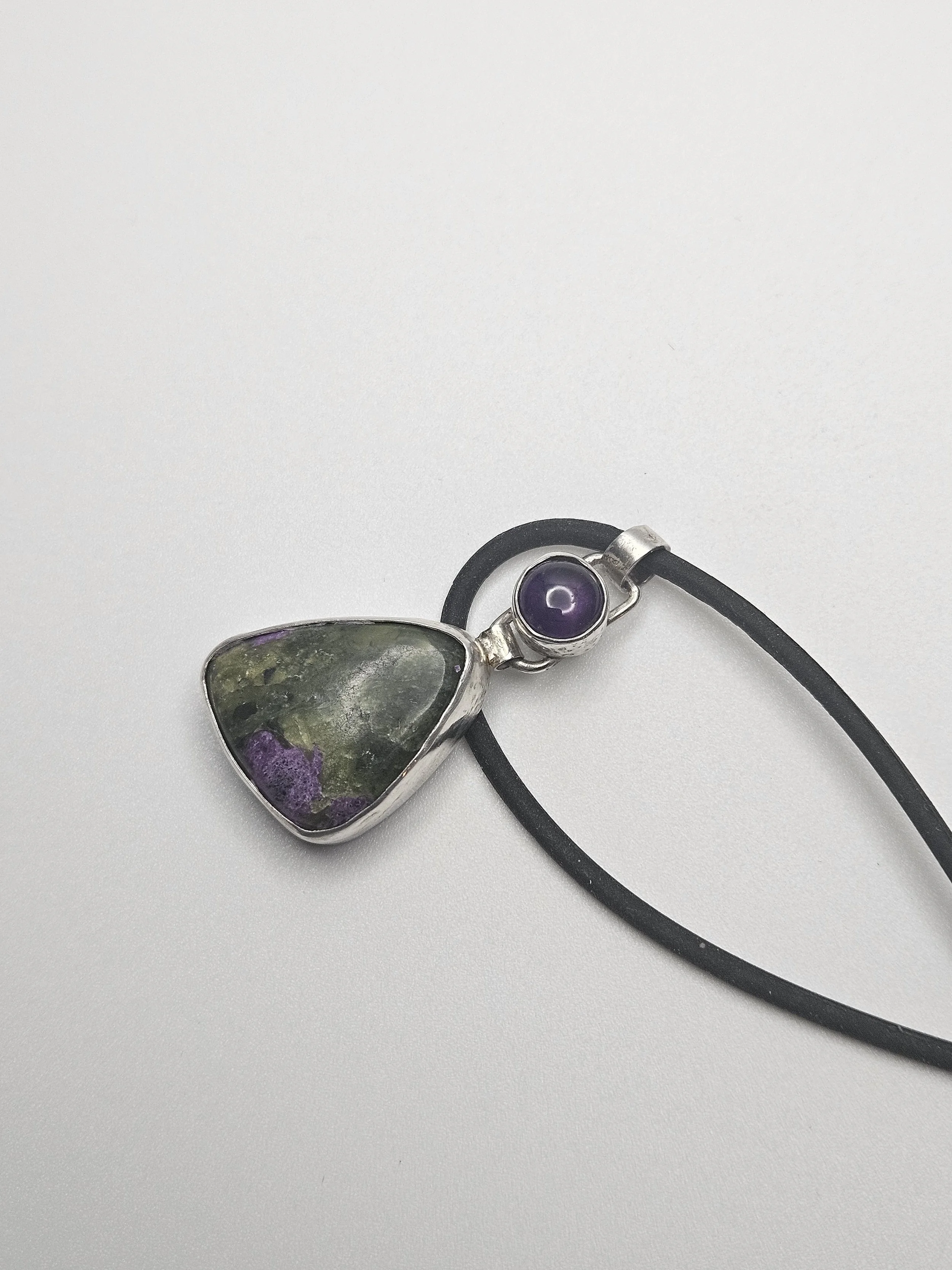 Amythest and Stichtite Jasper Pendant