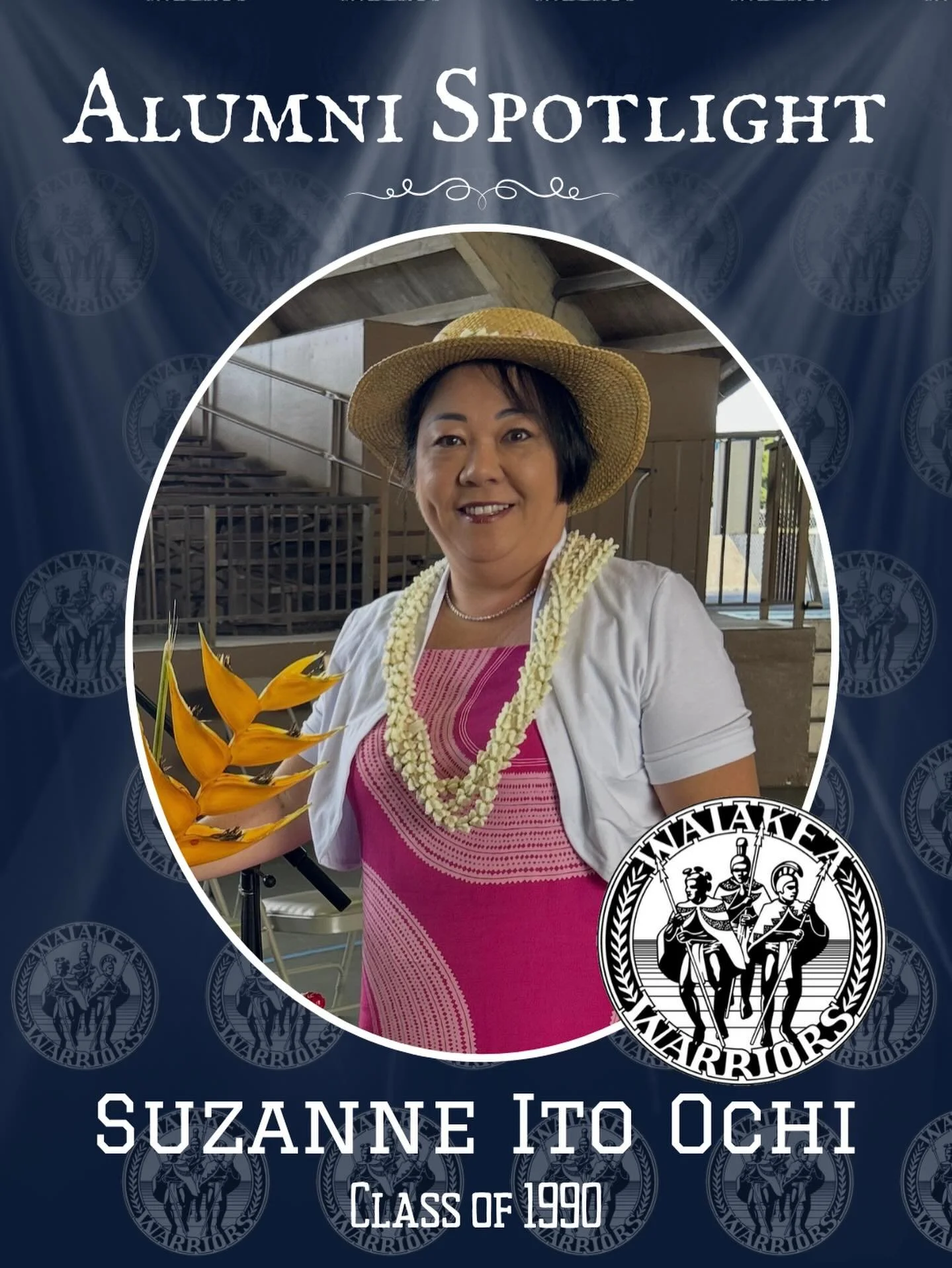 Aloha to Suzanne Ito Ochi, Class of 1990, the Pink &amp; Silver Harlequin Masks!

Suzanne is currently living in Hilo, Hawaii, married to her high school sweetheart and working as the Principal of Waiākeawaena Elementary School. She loves to travel t