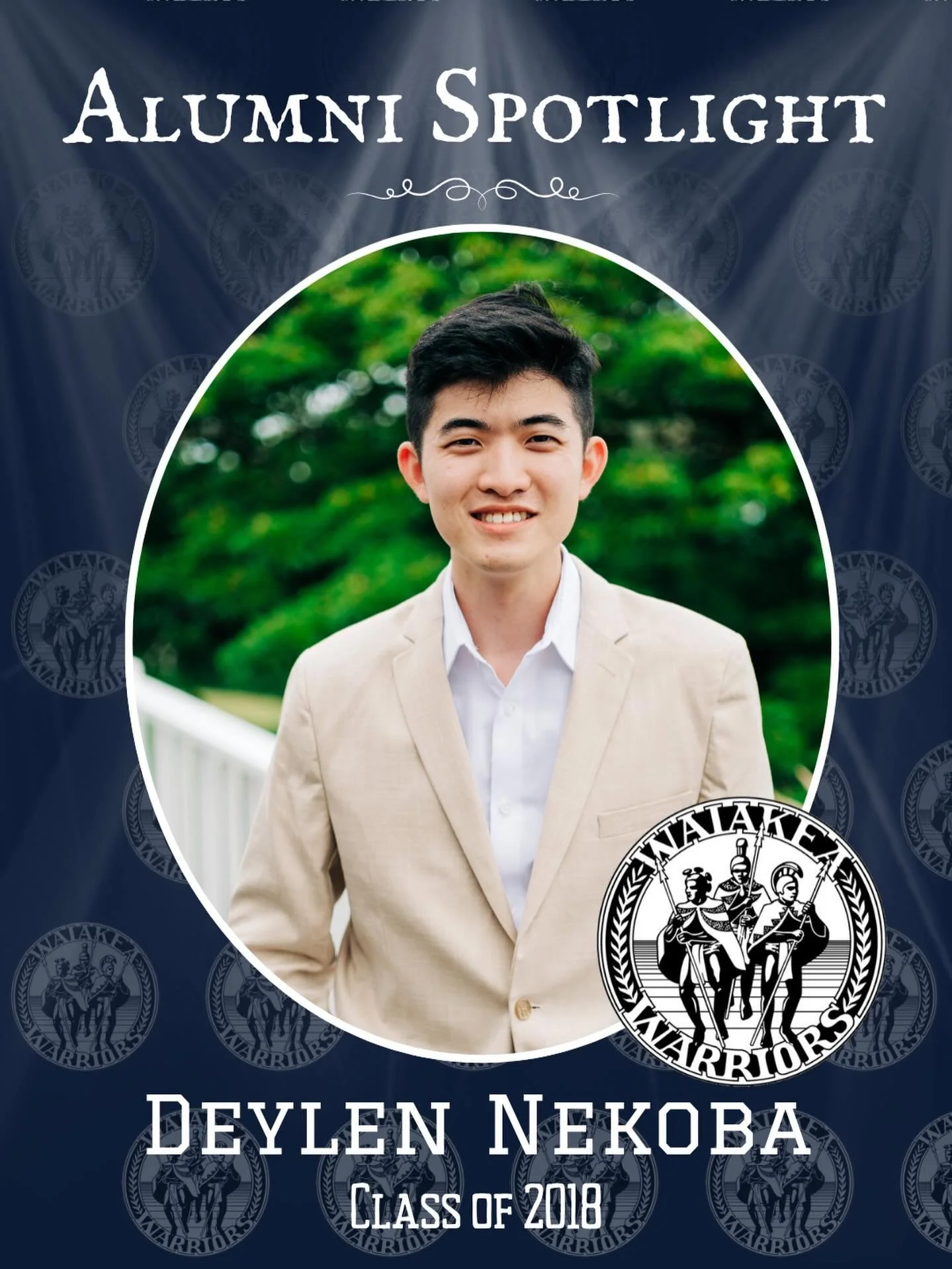 Aloha to Deylen Nekoba, Class of 2018, the Silver and Black Knights!

Deylen is currently living in Seattle, Washington, working as a design engineer at Boeing. He enjoys golfing, running, and video games. He has fond memories of doing male cheer and