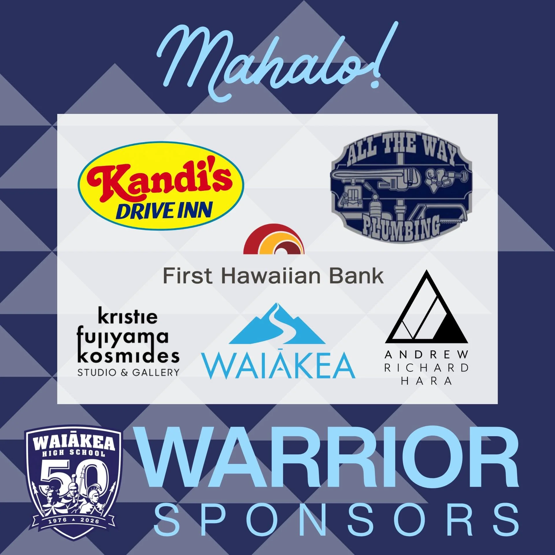 MAHALO to our amazing sponsors who helped make this past week possible!💙🤍 Your generous donations and contributions allowed us to welcome home our Warrior Ohana for our 50th Anniversary, and helped us leave a legacy for the next generation of Warri