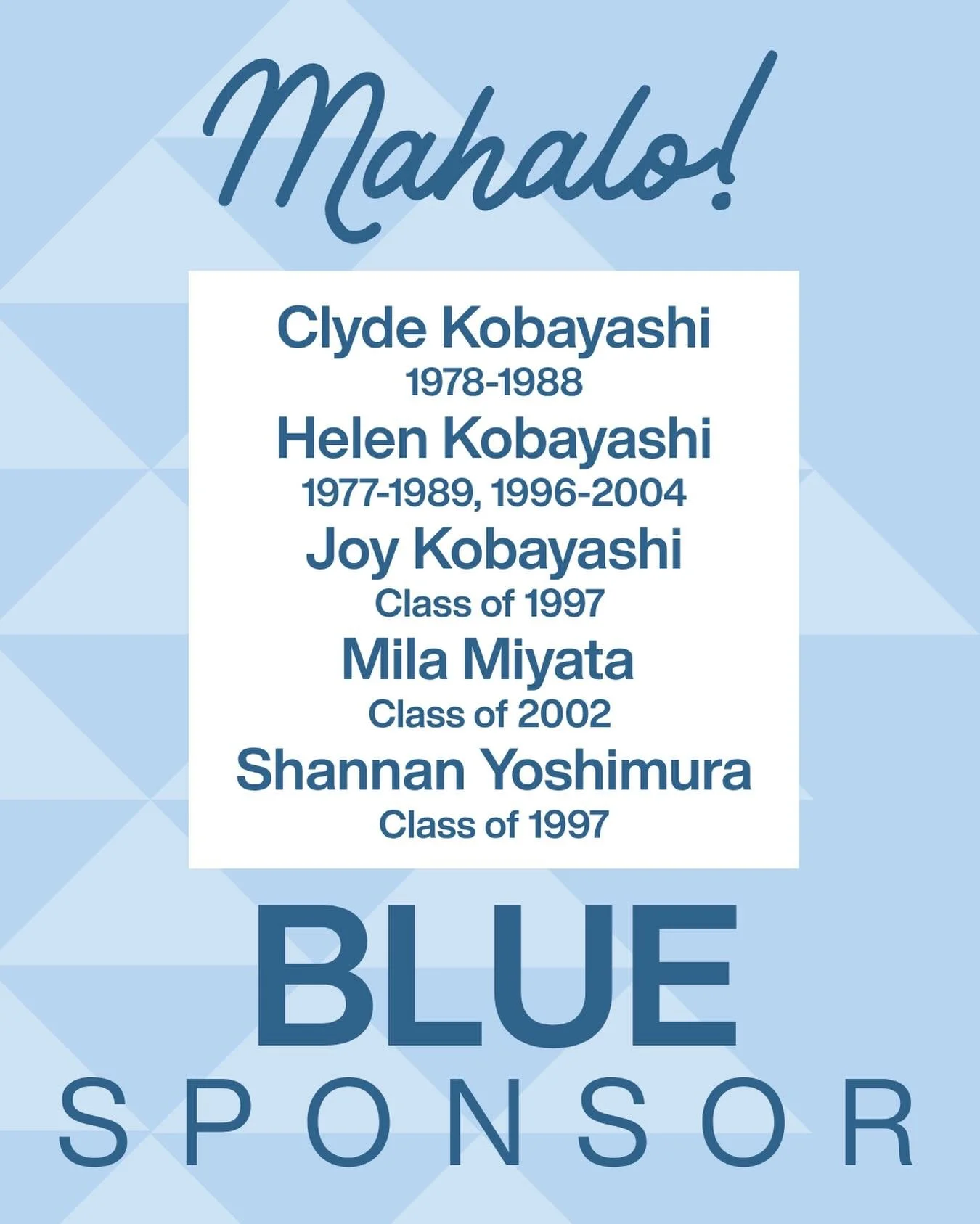 MAHALO to the Kobayashi Ohana for their generous donation to the Waiākea High School Foundation in celebration of the WHS 50th Anniversary!💙🤍

Your generous contribution will help us leave a legacy for the next generation of Warriors!🫶🏼

#Waiākea