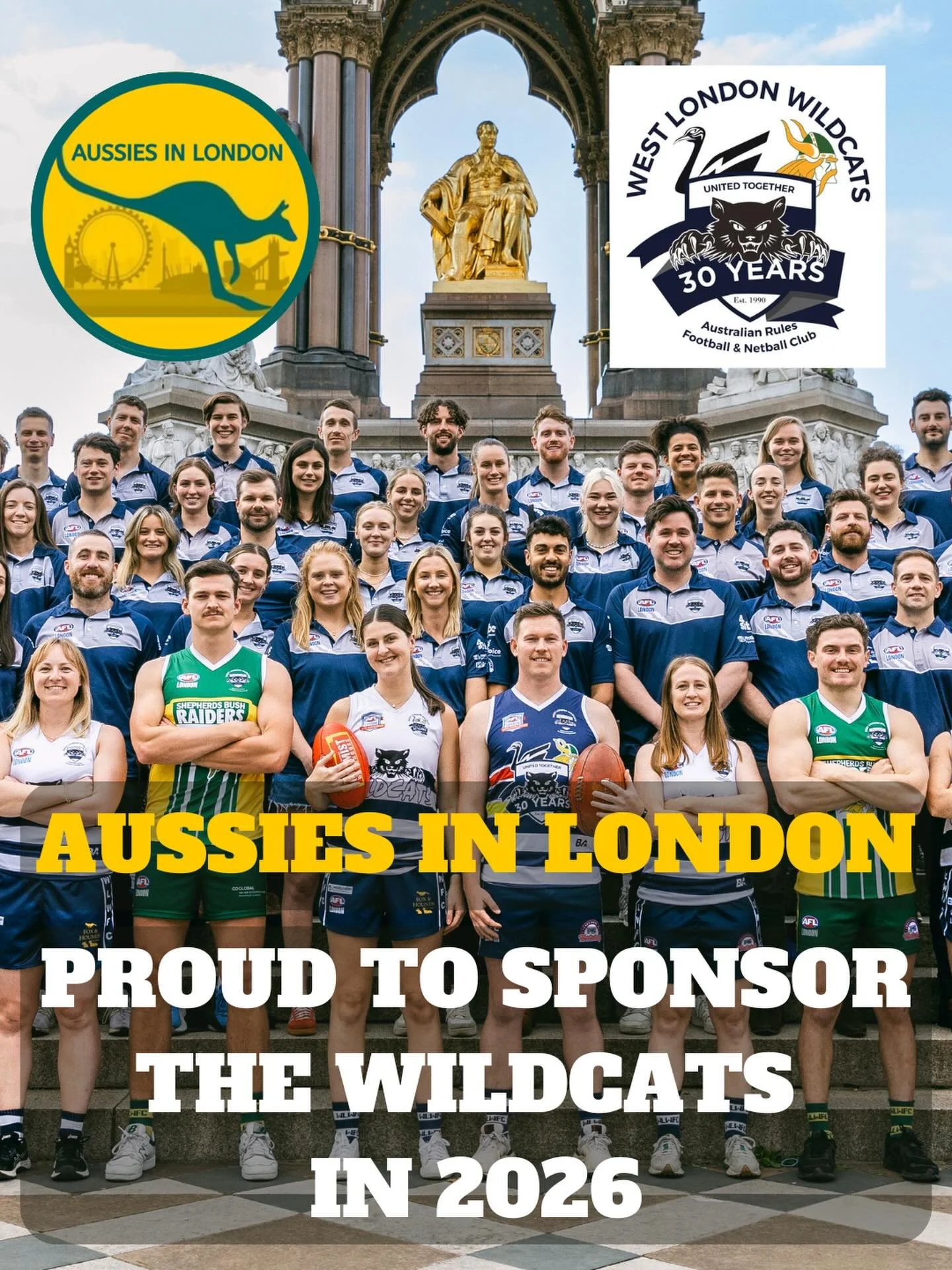 With the AFL London season kicking off this weekend, we&rsquo;re proud to announce a new partnership between Aussies in London and the @officialwestlondonwildcats !

The Wildcats are one of the biggest and most social clubs in the league, with:
👨 3 