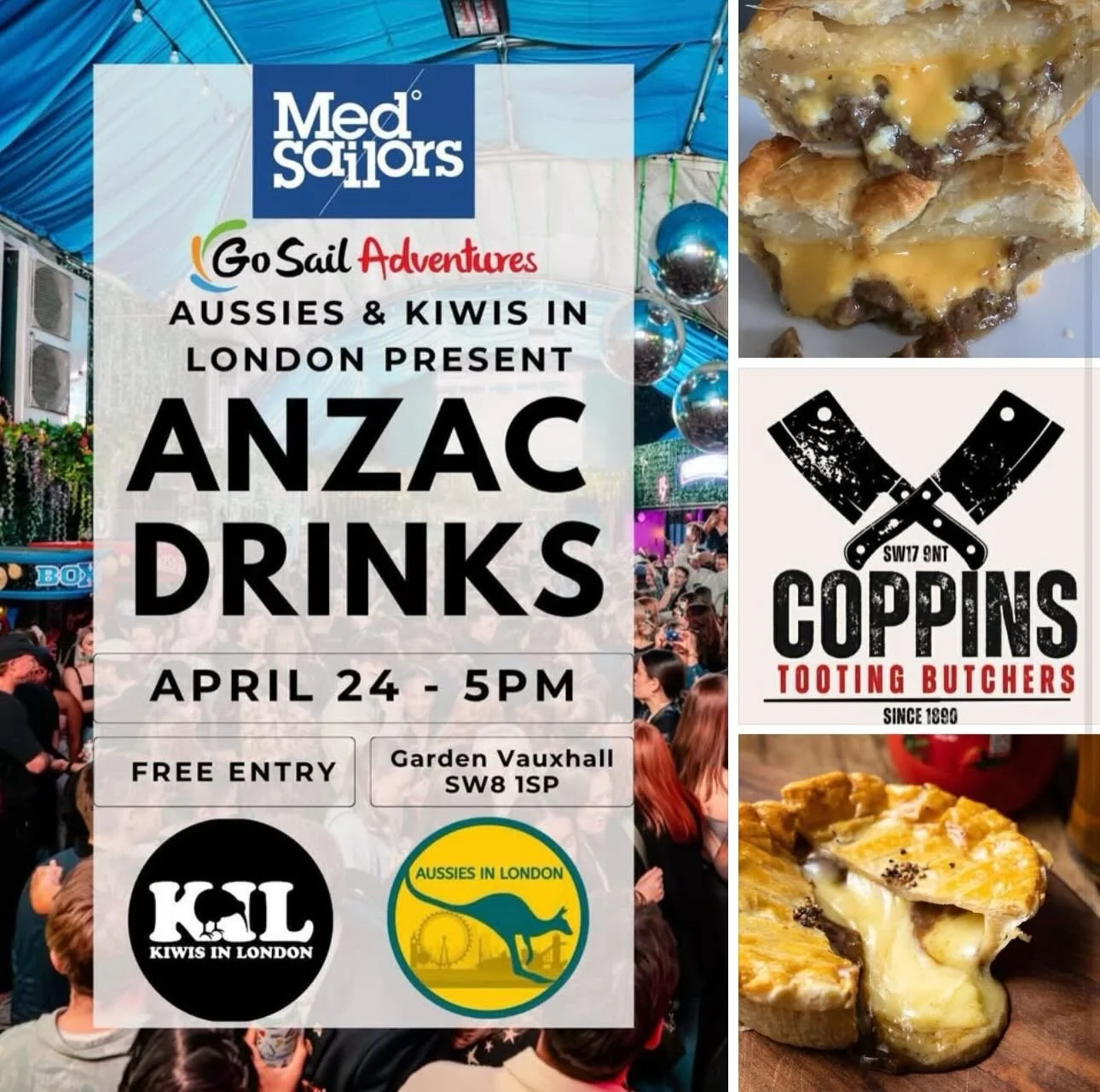 As if ANZAC drinks can&rsquo;t get better, the Kiwi pie legends at @coppinstooting will be down selling their UNREAL Aussie/Kiwi styled pies

Very limited so get in quick when you arrive 

See you Friday at @thegardenvauxhall