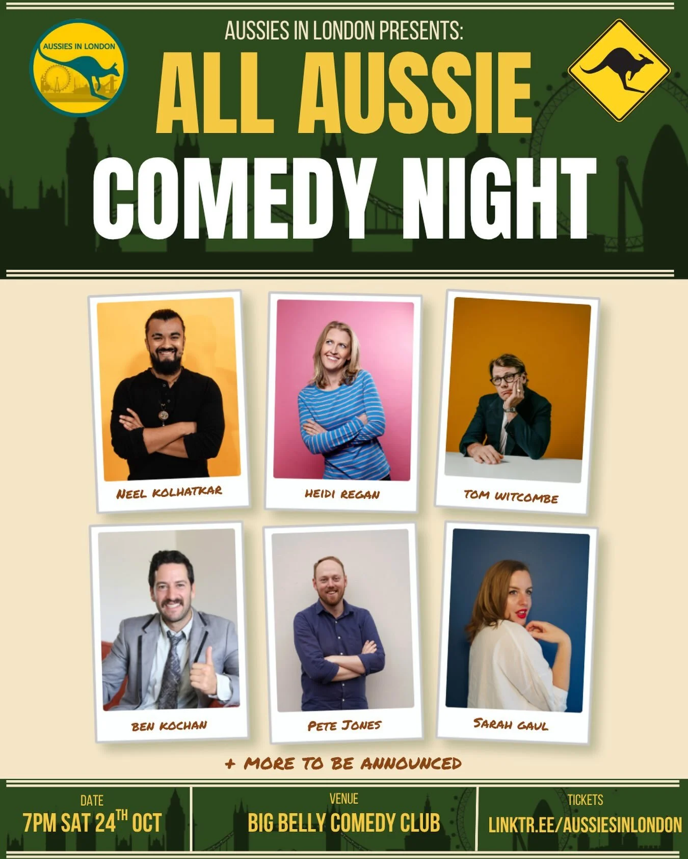 Next month we are putting on another all Aussie comedy night. Running on from the success of last year, we are stepping it up with an incredible line up of Aussie comics!

Tickets are on sale right now, join us on Oct 24th at the @thebigbellybar 

Fe