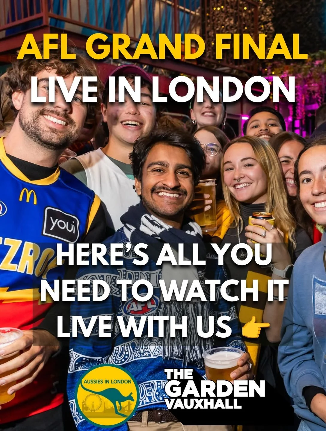 The AFL grand final is almost here! One of the great days on the AIL calendar. We are once again hosting the best viewing party in London at @thegardenvauxhall 🙌🏽

With bow less than 100 tickets left, if you haven&rsquo;t jumped on board yet now&rs