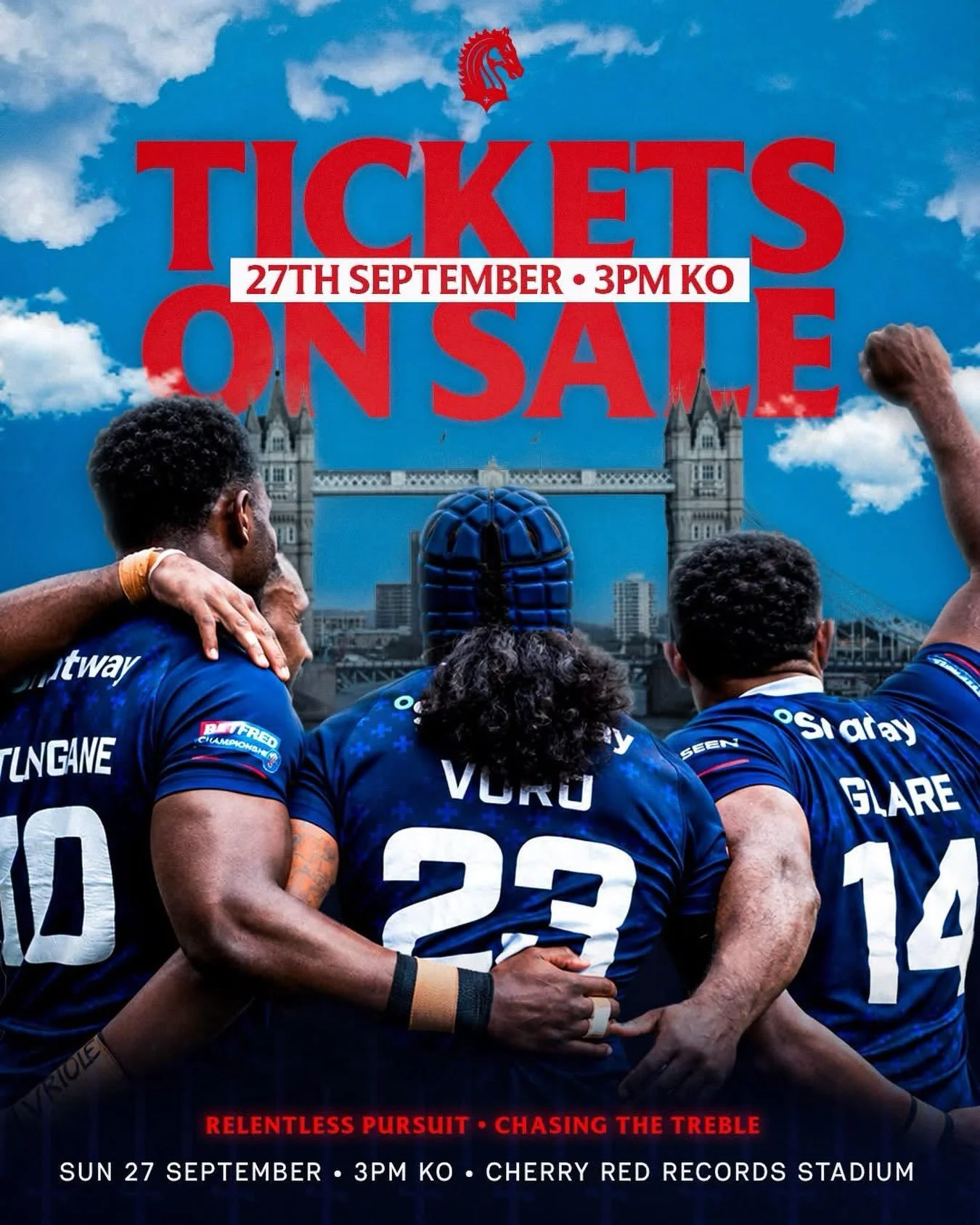 The @londonbroncos are playing in a prelim on Sunday against Oldham. One step away from the granny!

It&rsquo;s happening at Cherry Red Records Stadium with a 3pm

The AIL block has already booked out but our code works on the adjacent block of seats