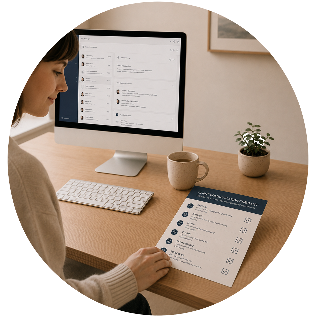 A client reviewing helpful resources.
