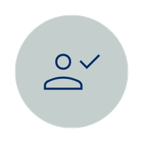 An icon of a person with a checkmark next to them, indicating approval or verification.