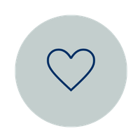 Outline of a heart on a light gray circular background