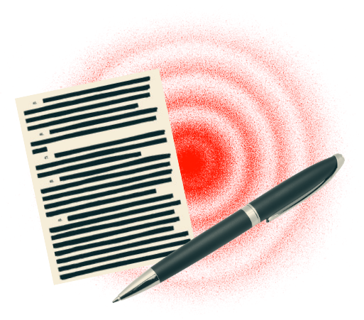 Document covered in dense small print next to a pen, representing Amendment 85's ballot language requirements