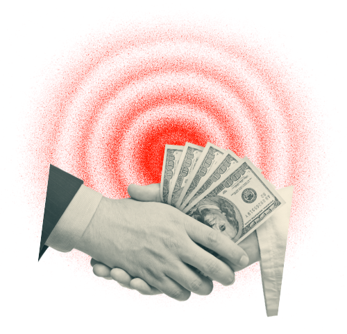 Hands exchanging a fan of cash, representing Proposition 136's income tax rate cap