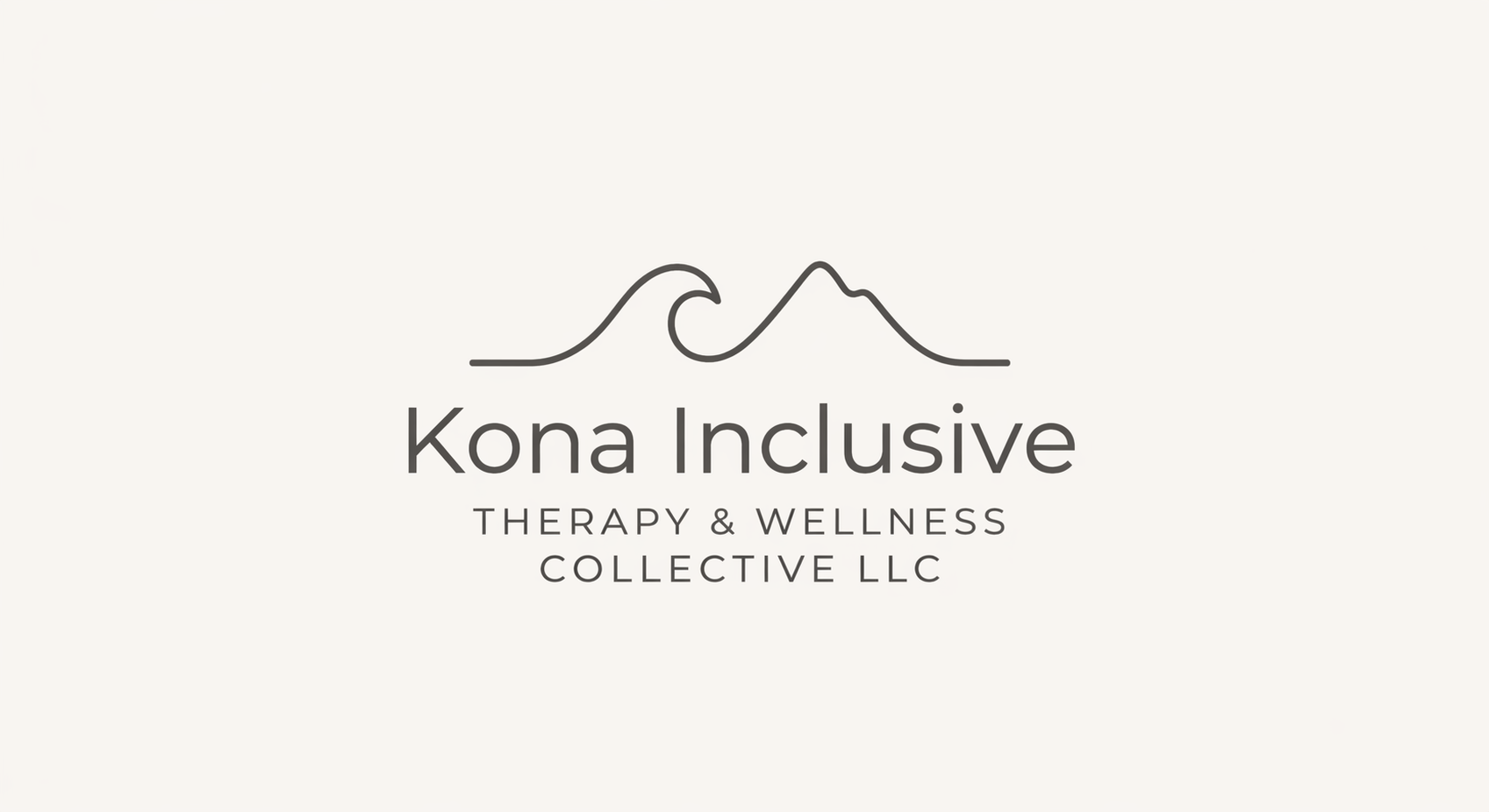 Kona Inclusive Therapy & Wellness Collective LLC logo with minimalist mountain outline on a beige background