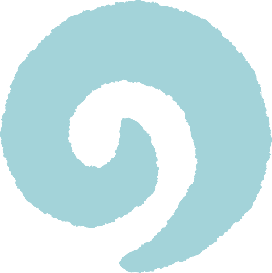 Light blue spiral arrow pointing to the right.