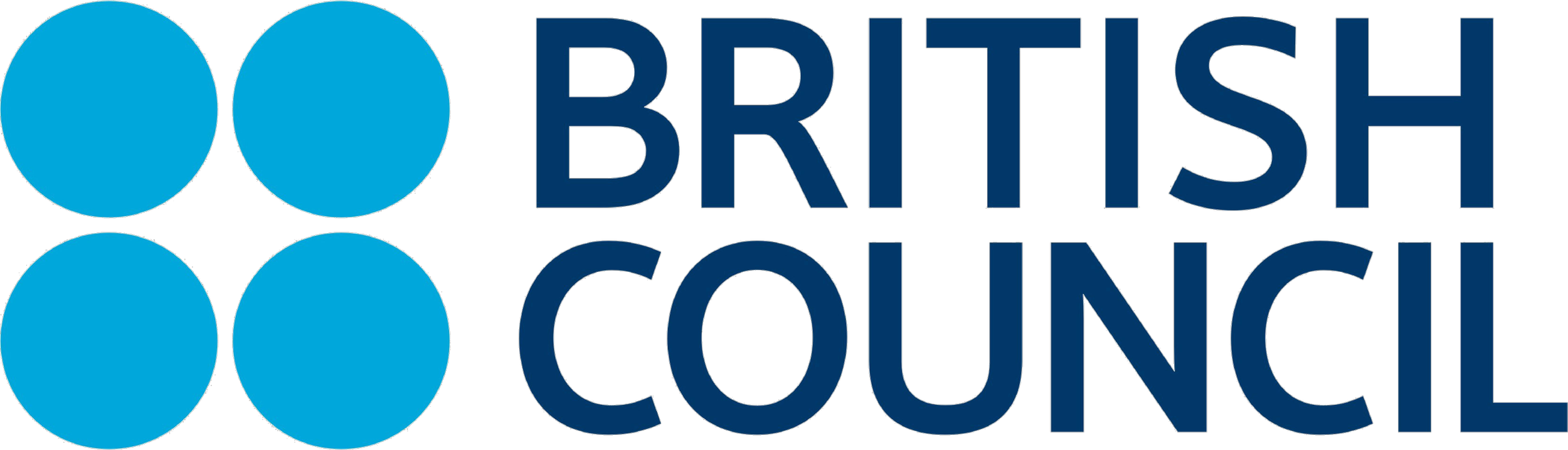 Logo van de British Council met vier blauwe cirkels en de woorden 'BRITISH' en 'COUNCIL'.