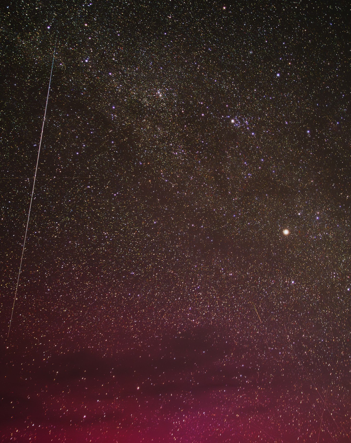 First real try at #astrophotography during the #perseidmeteorshower, and happened to get the #aurora as well! Still a lot to learn, but was a very fun experience (till my dog got bit by a rattlesnake on the way home, he was treated with anti venom an