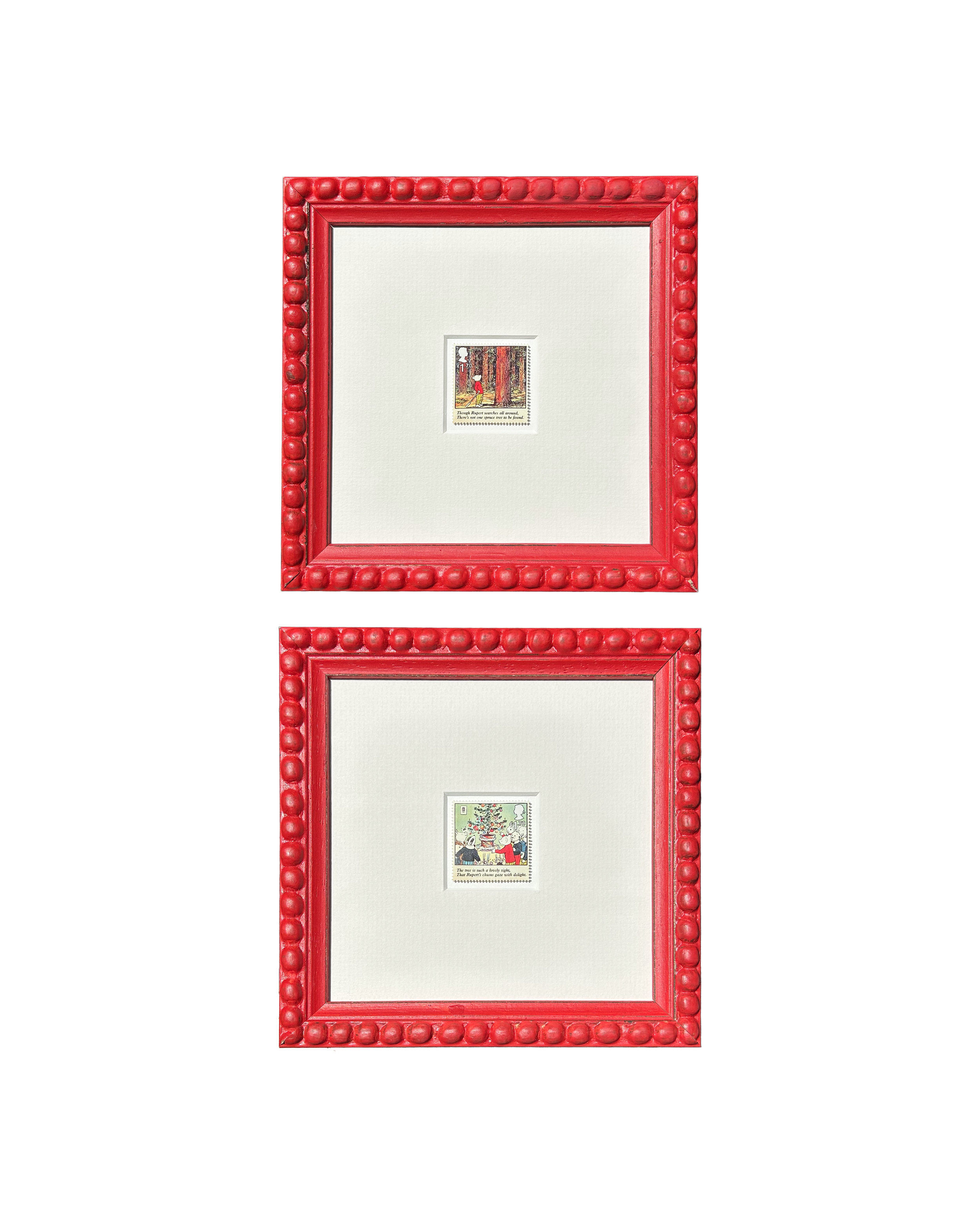 Rupert's Christmas Tree - Framed Stamp Pair