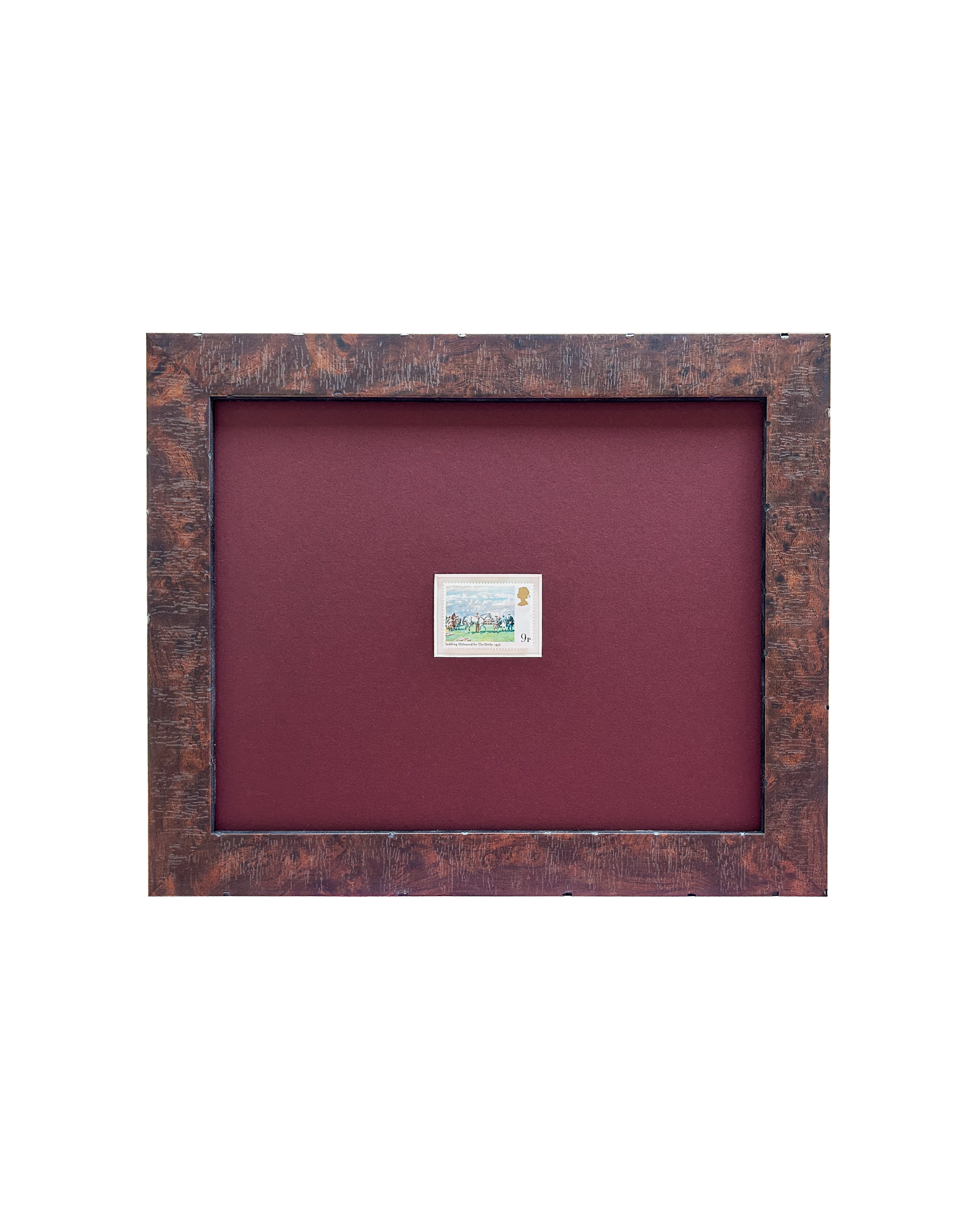 Saddling Mahmoud for the Derby, 1936 - Framed Horse Racing Stamp
