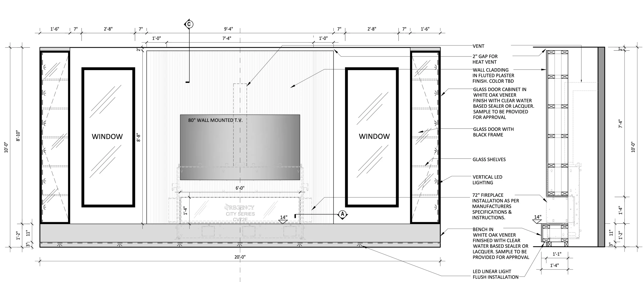 Cad drawing of a fireplace design in New Jersey