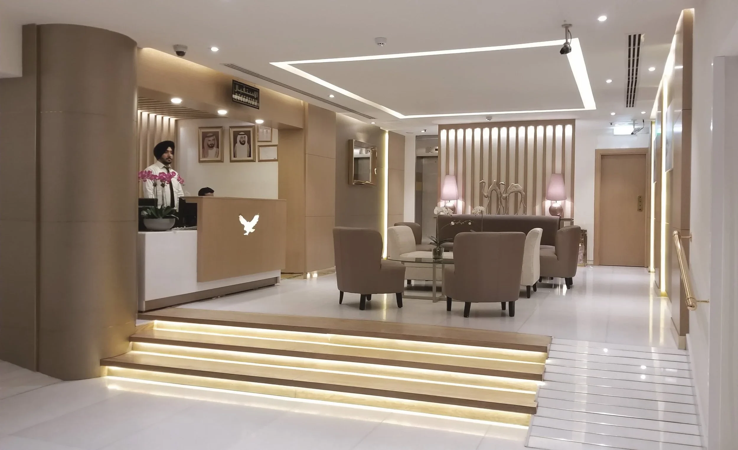 After the transformation of Royal Falcon Hotel lobby in Bur Dubai