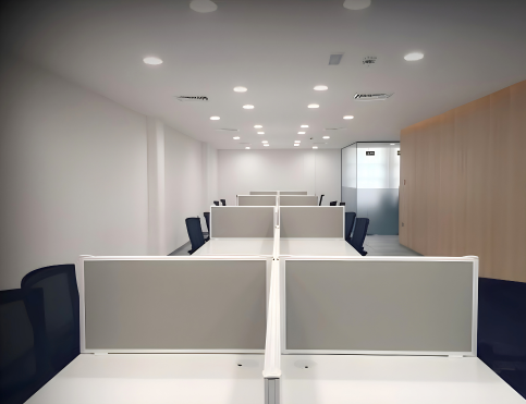 Corporate office interior detail for Shurooq Sharjah highlighting wood finishes, glass partitions, and modern design elements