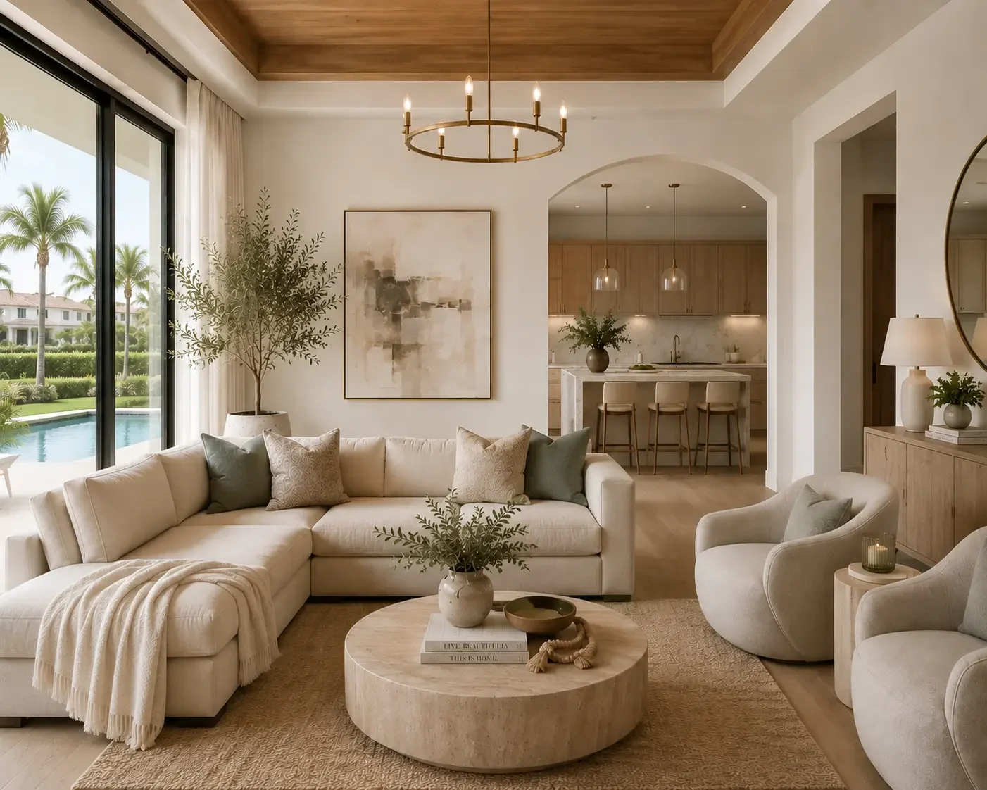 Luxury residential interior design living room in Wellington Florida