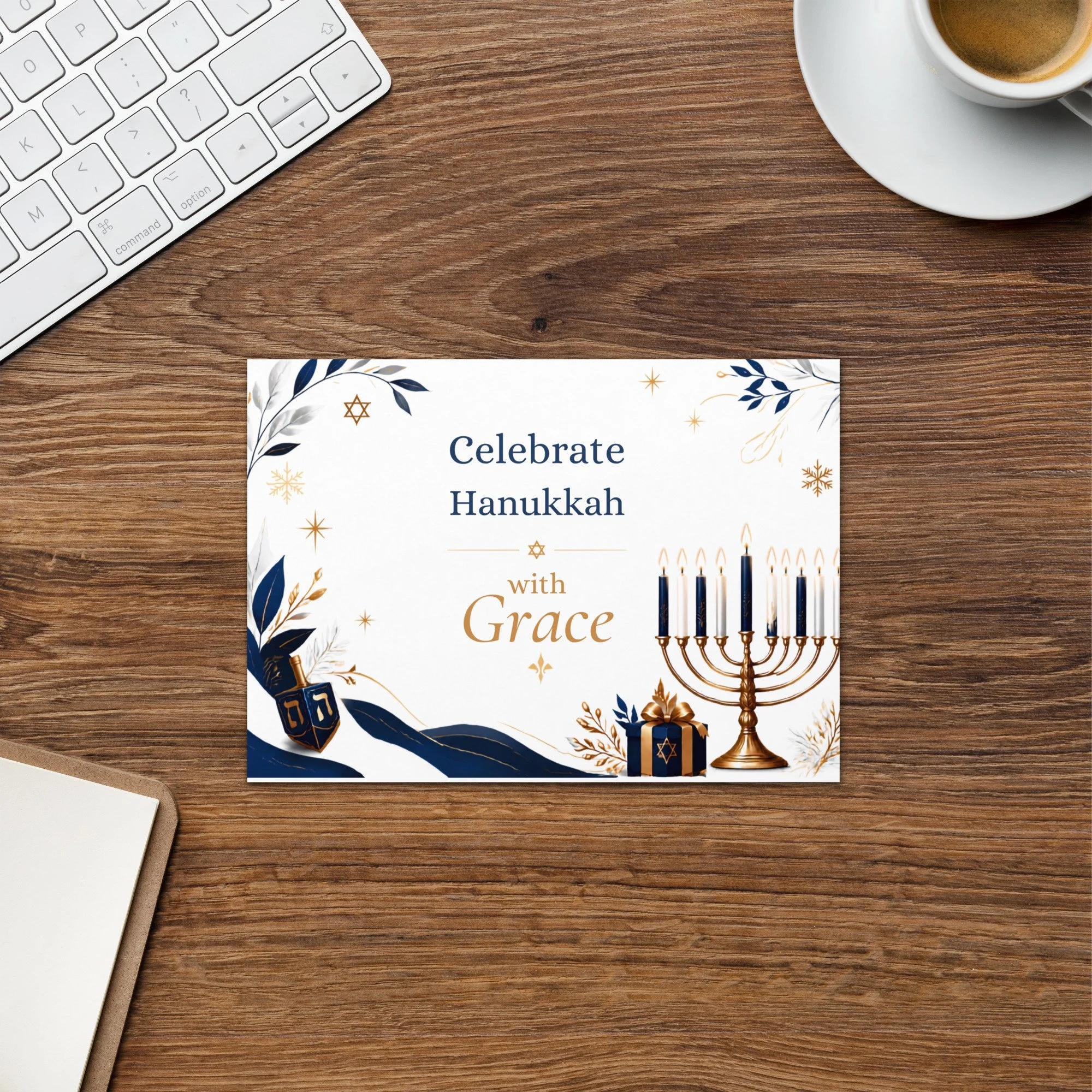 "Celebrate Hanukkah with Grace" - Greeting Card
