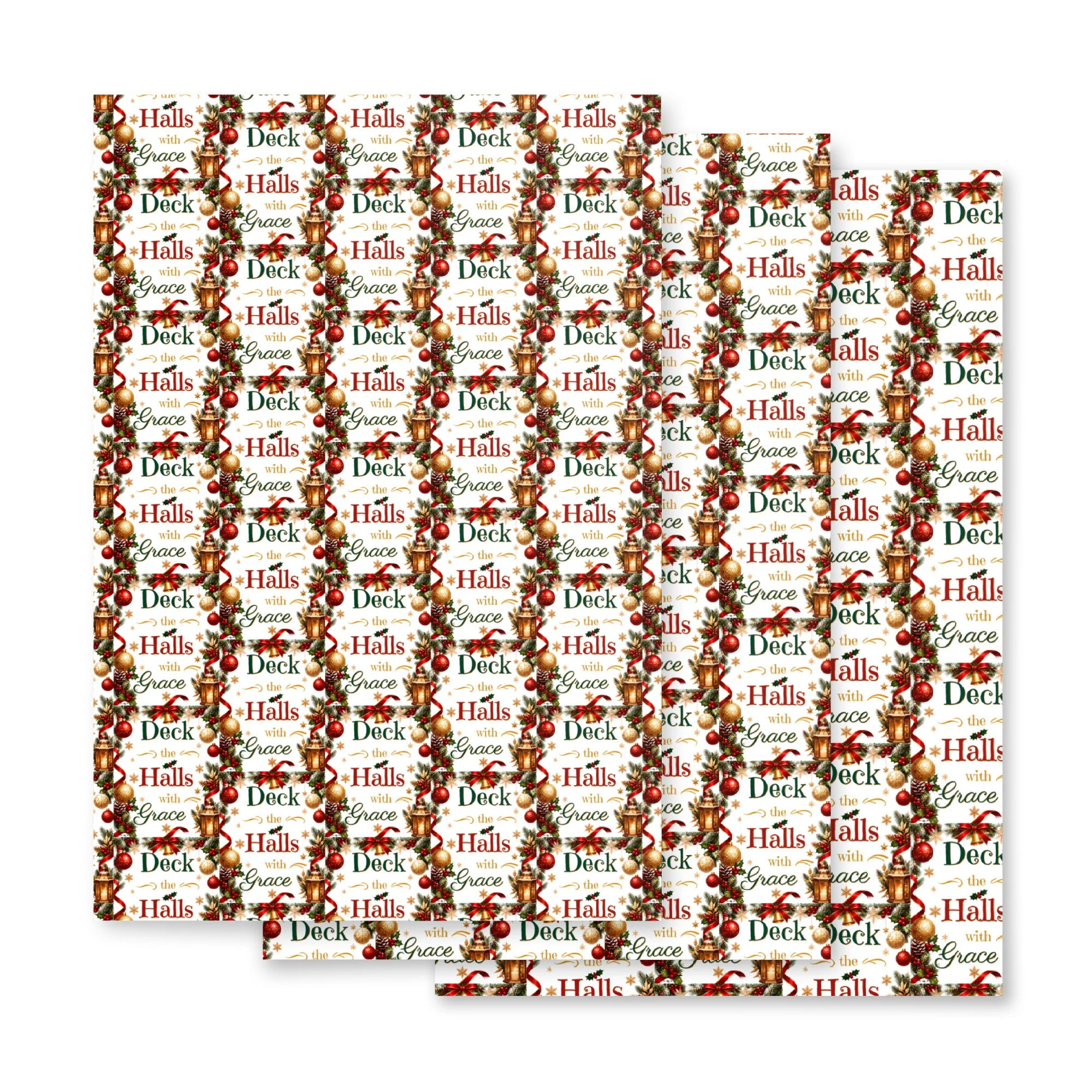 "Deck the Halls with Grace" - Wrapping Paper SHEETS