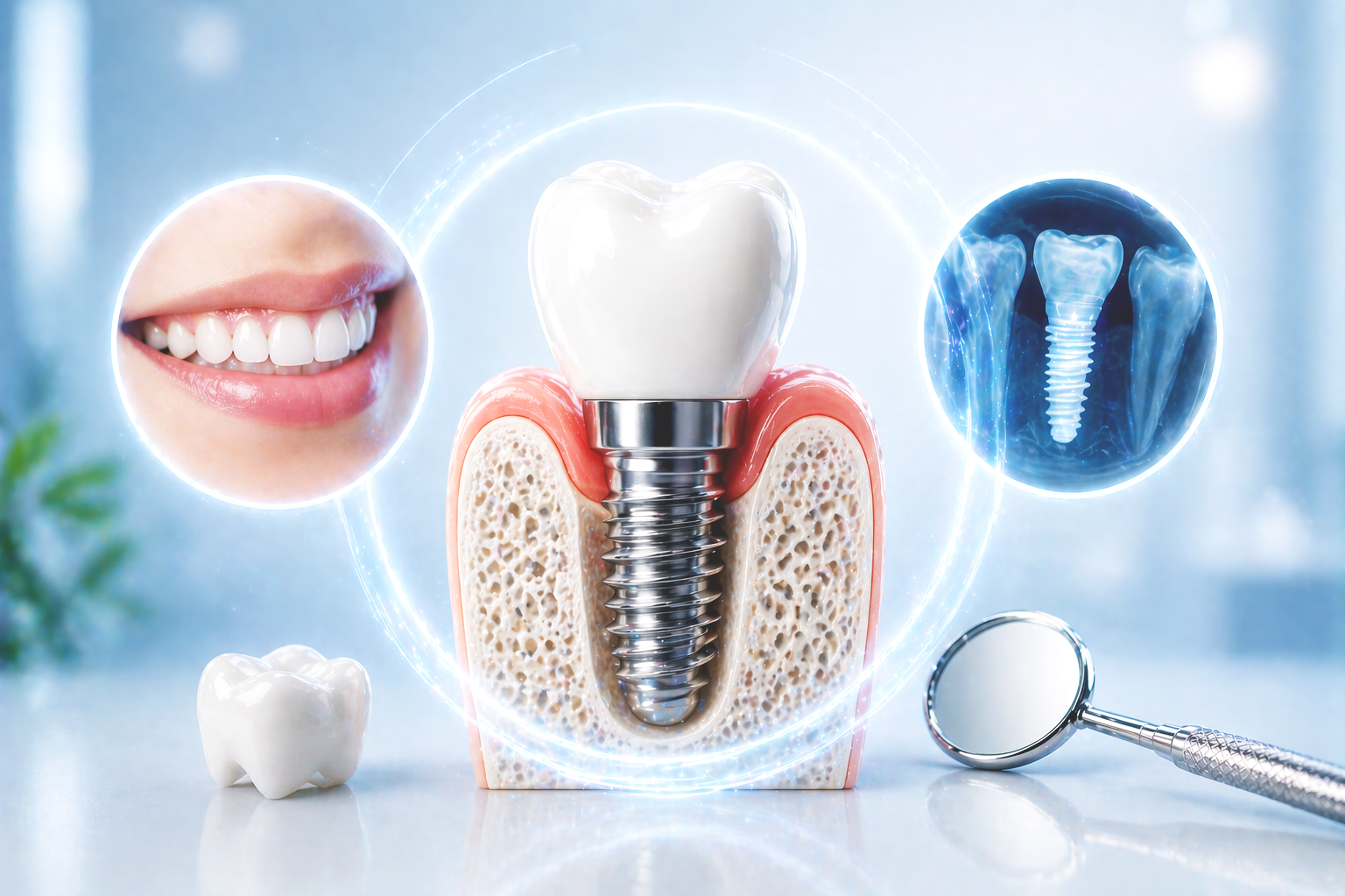 Dental implant replacing missing tooth with titanium implant natural smile restoration Fox Point WI near Mequon Bayside Whitefish Bay