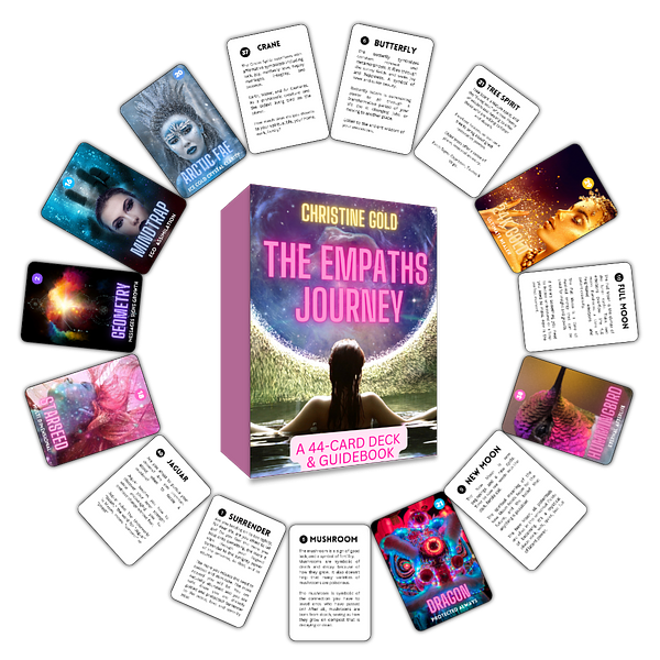 A 44-card oracle deck and full guidebook for empathic women ready to trust their own knowing. Created by psychic medium and author Christine J. Gold. Ships from Canada and the US.