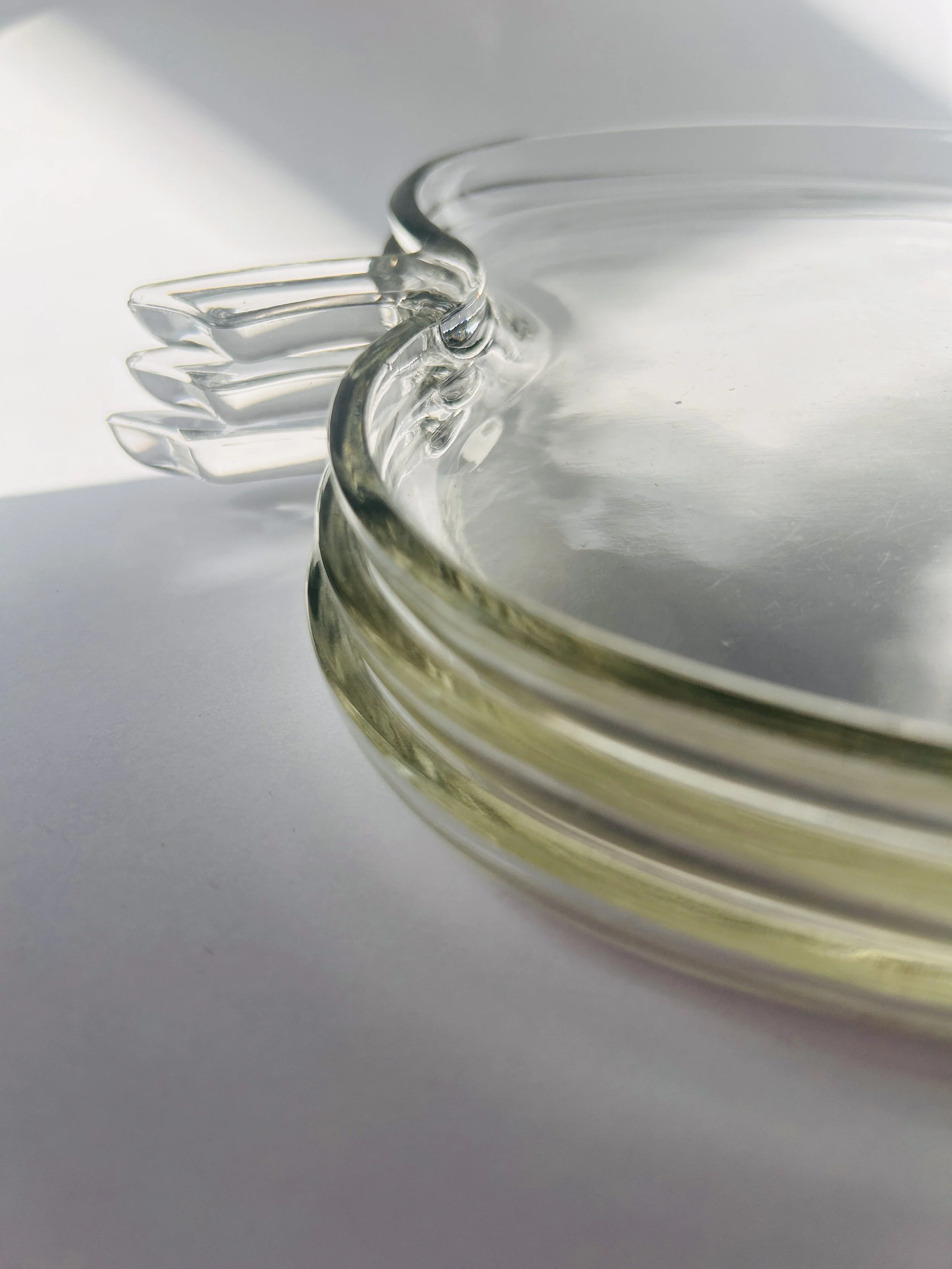 Vintage Hazel Atlas apple shaped clear glass plate, mid-century orchard design tableware