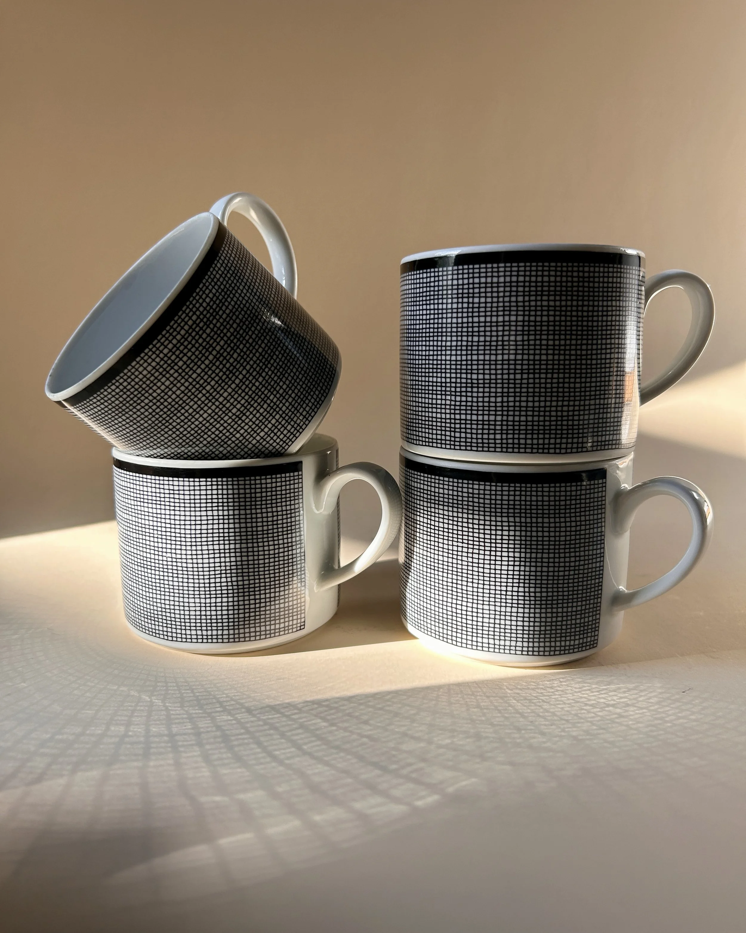 Vintage Nancy Calhoun Chambray Mugs - Set of Four