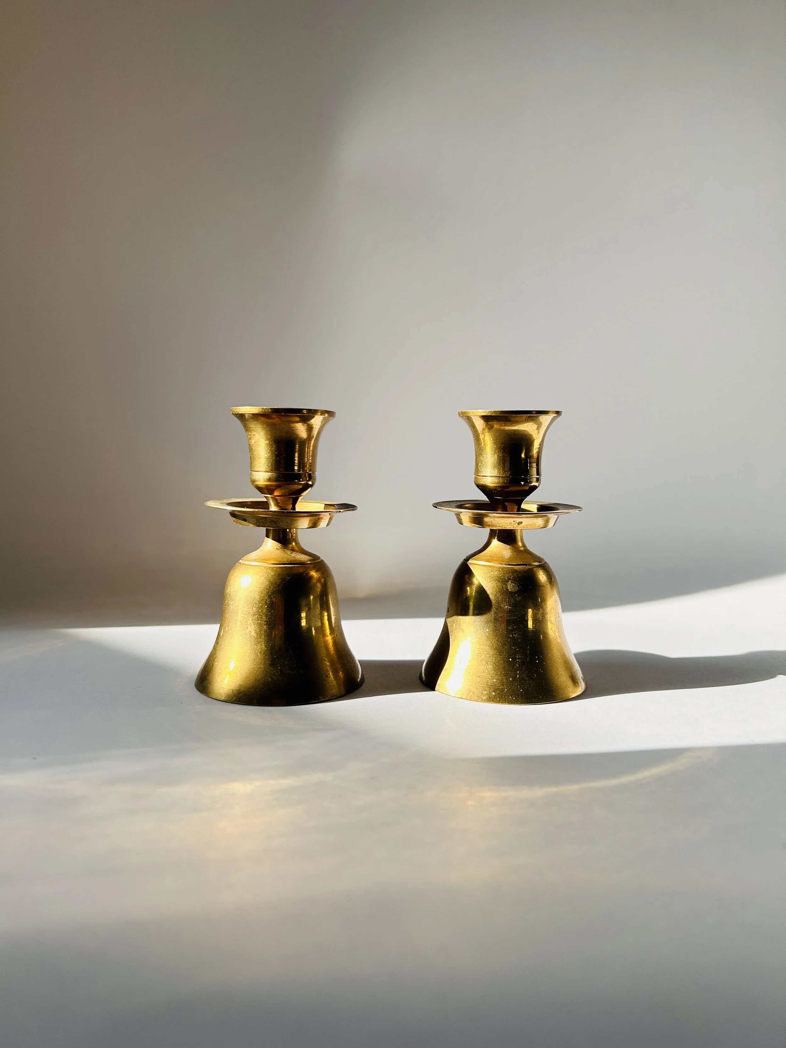 Vintage Tavern Bell Candlesticks