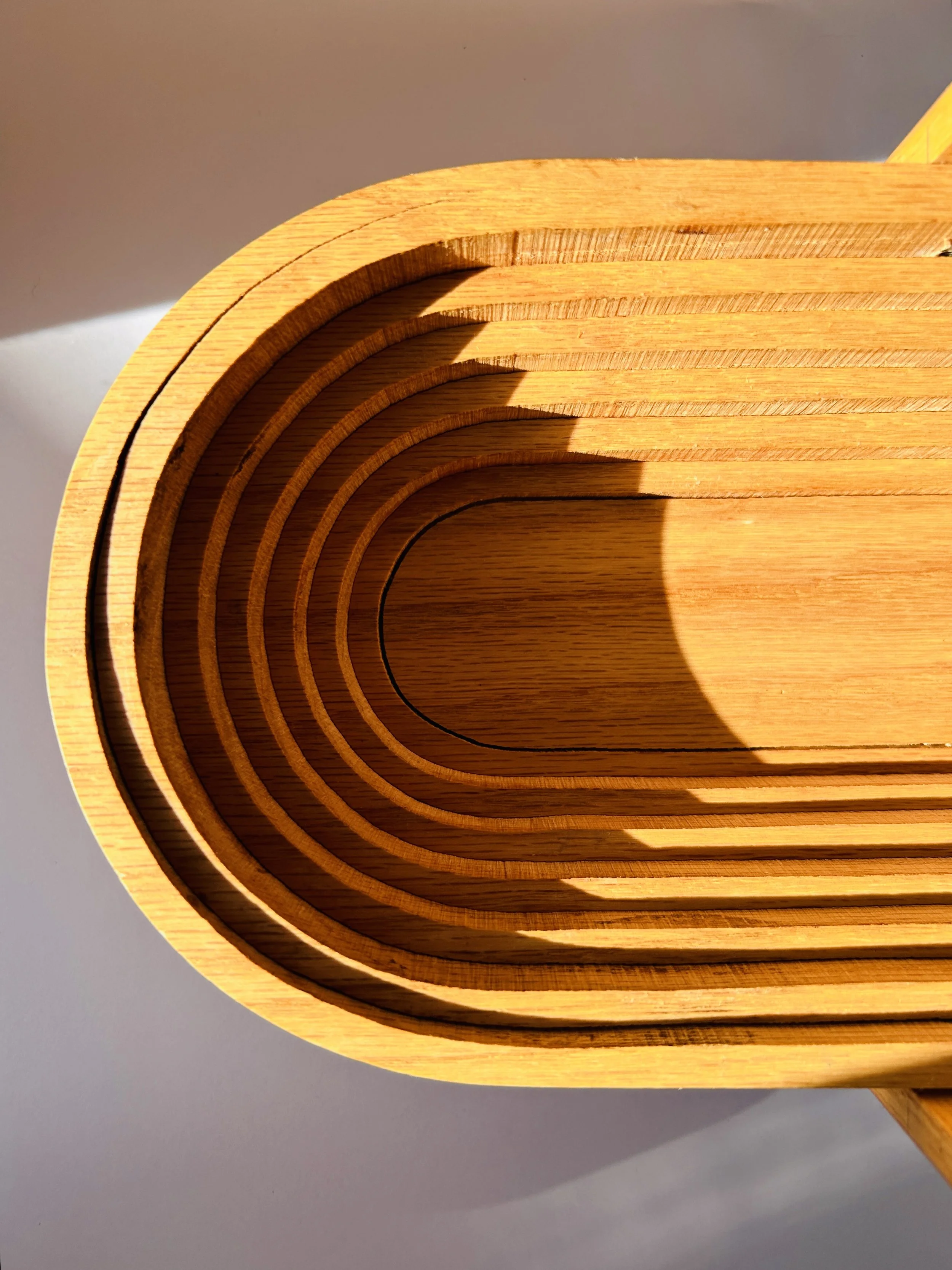 Handmade collapsible wooden basket with layered design, vintage expandable wood fruit basket with handle